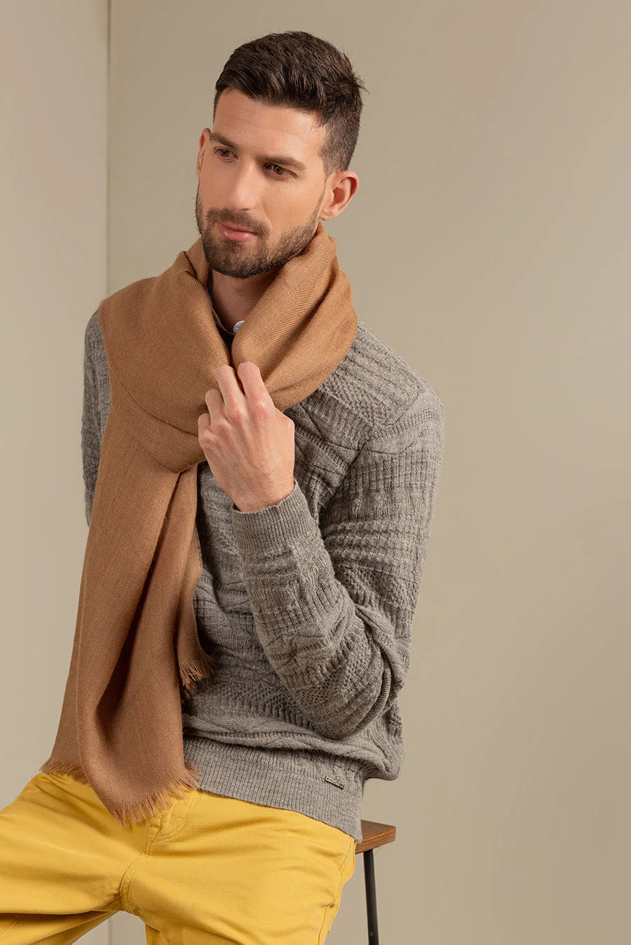 Amareto Shawl Baby Alpaca Color Camel - Image 5