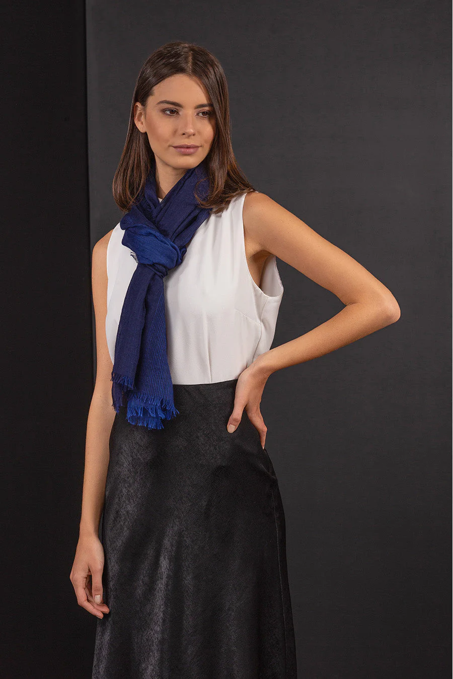 Balthazar Shawl Royal Alpaca & Silk Color Blue