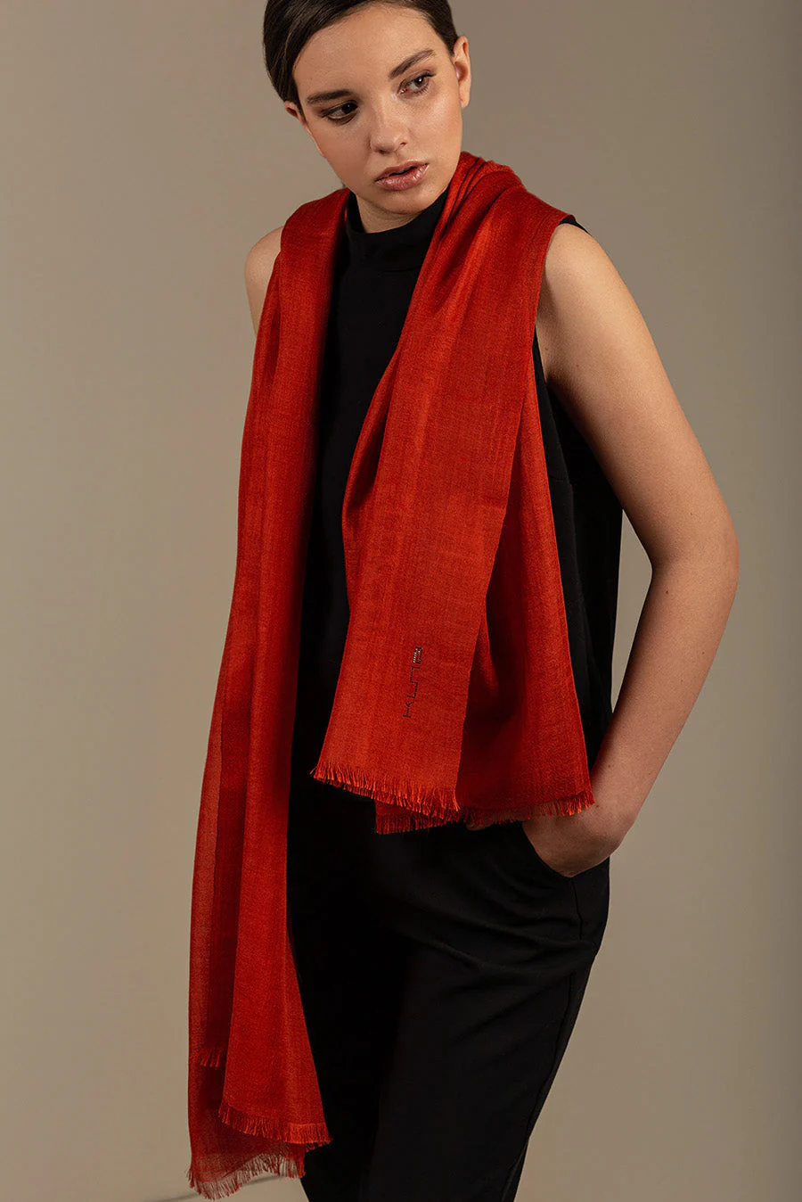 Bari Shawl Royal Alpaca & Silk Color Naranja - Image 2