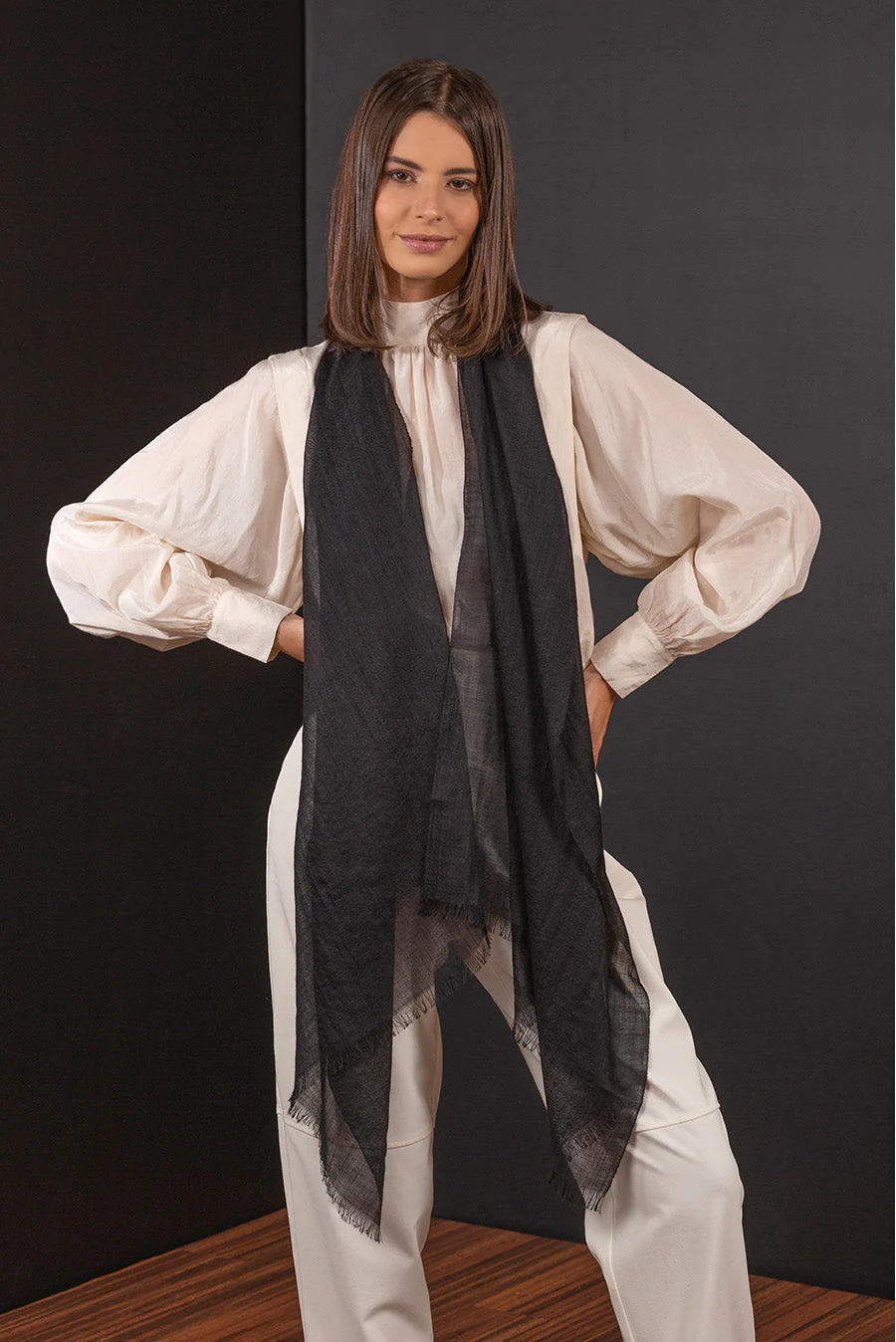 Borisette Shawl Royal Alpaca & Silk Color Black