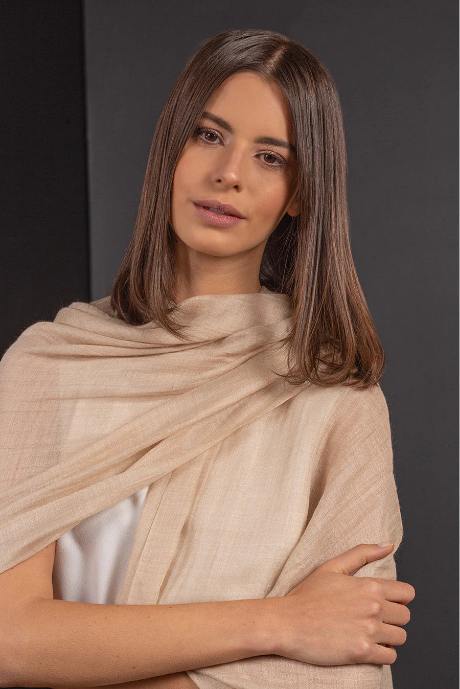 Borisette - Royal Alpaca & Silk Shawl Royal Alpaca & Silk Color Beige - Image 3