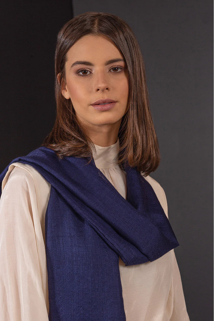 Borisette - Royal Alpaca & Silk Shawl Royal Alpaca & Silk Color Navy - Image 3