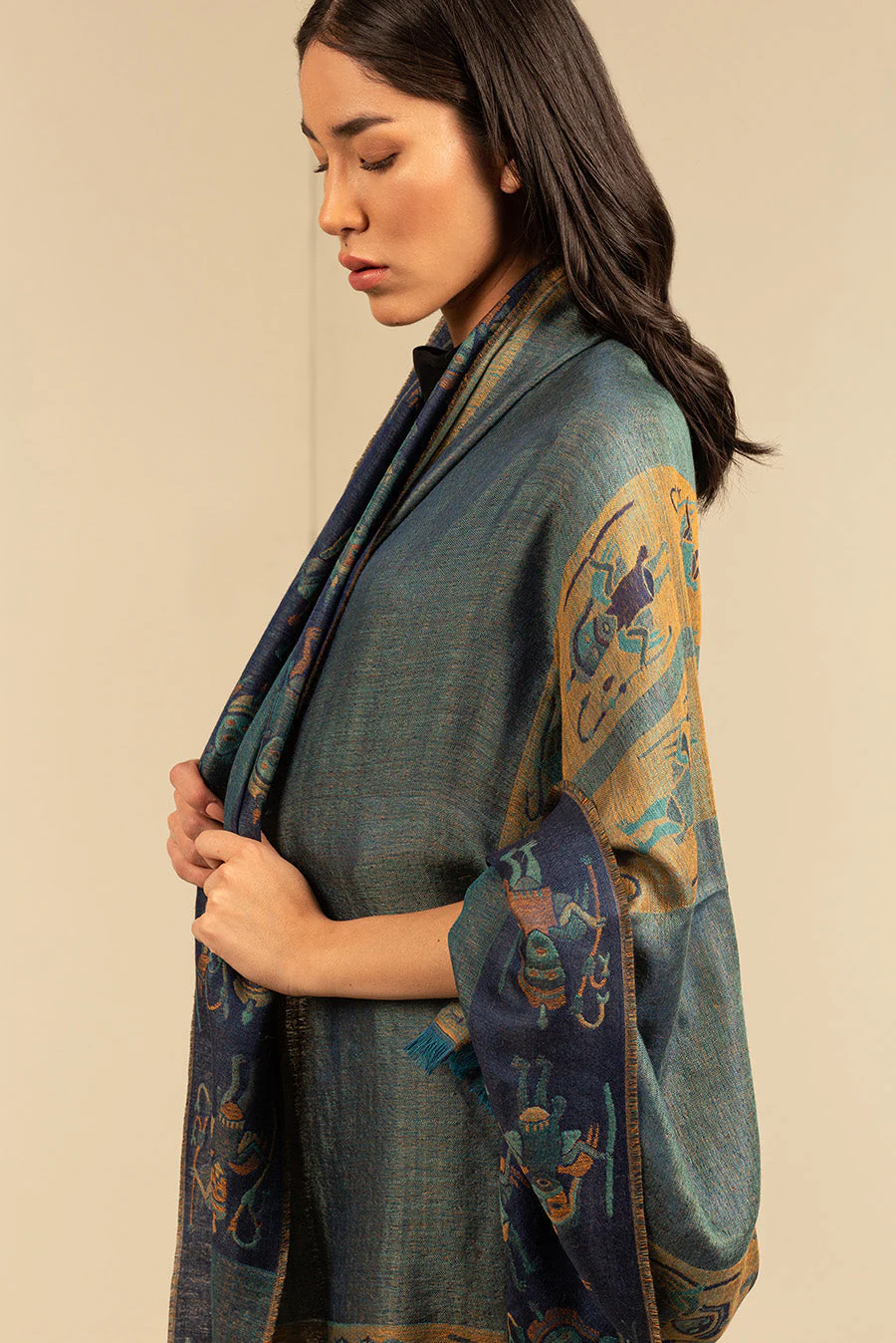 Nazca - 30 Shawl Royal Alpaca & Silk Color Blue - Image 2