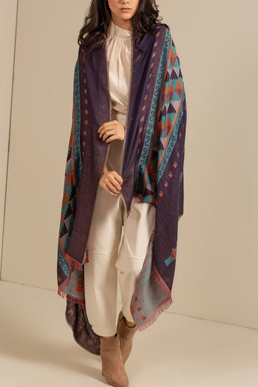 Nazca - 32 Shawl Royal Alpaca & Silk Color Blue Oscuro