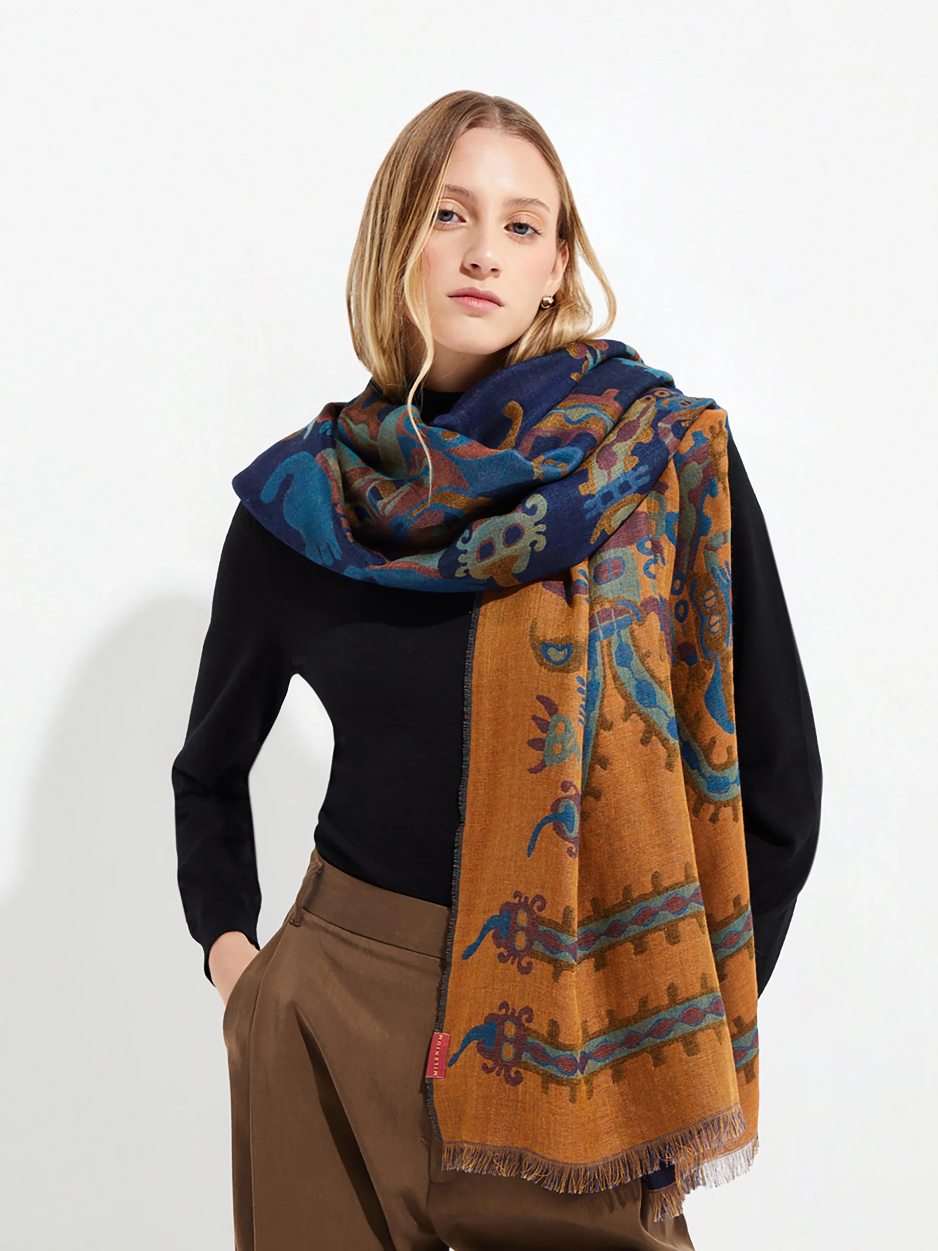 Nazca - 34 Shawl Royal Alpaca & Silk Color Blue