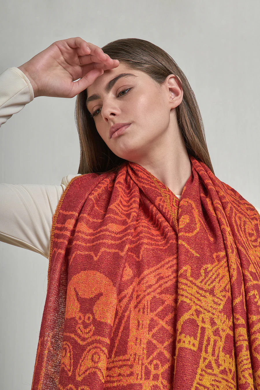Nazca - 51 Shawl Baby Alpaca Color Naranja - Image 3