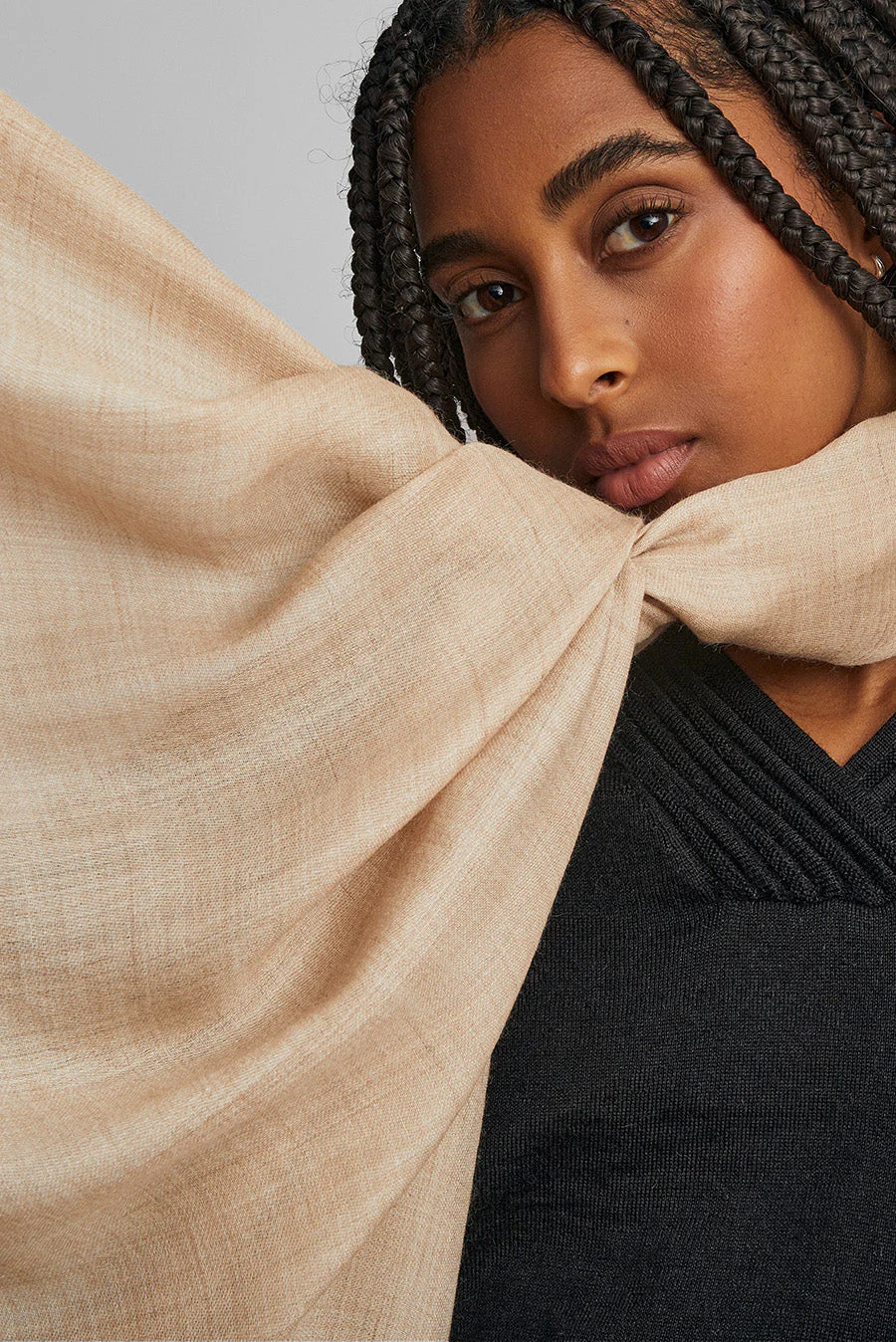 Teaberry Shawl Baby Alpaca Color Beige - Image 2