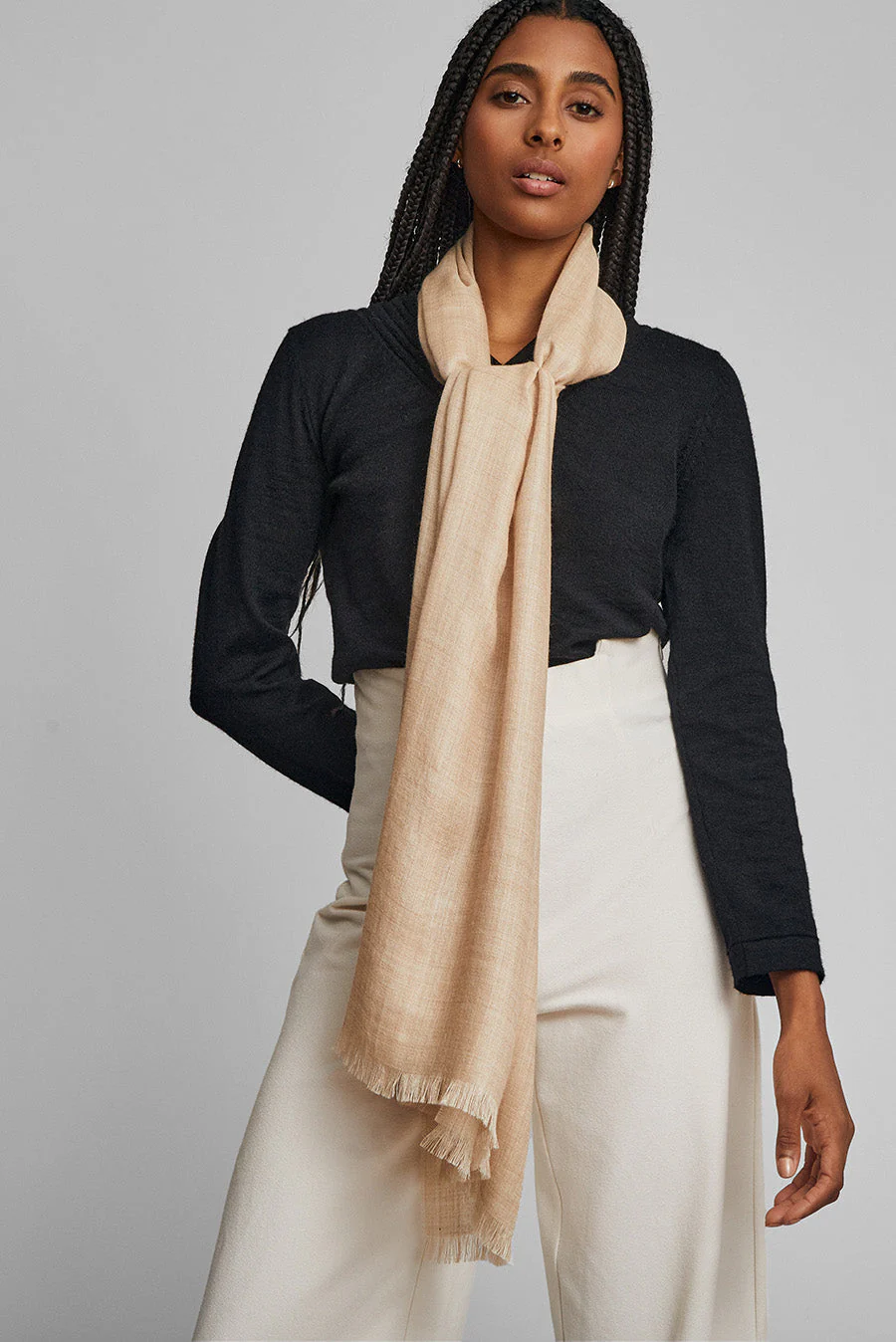 Teaberry Shawl Baby Alpaca Color Beige - Image 4
