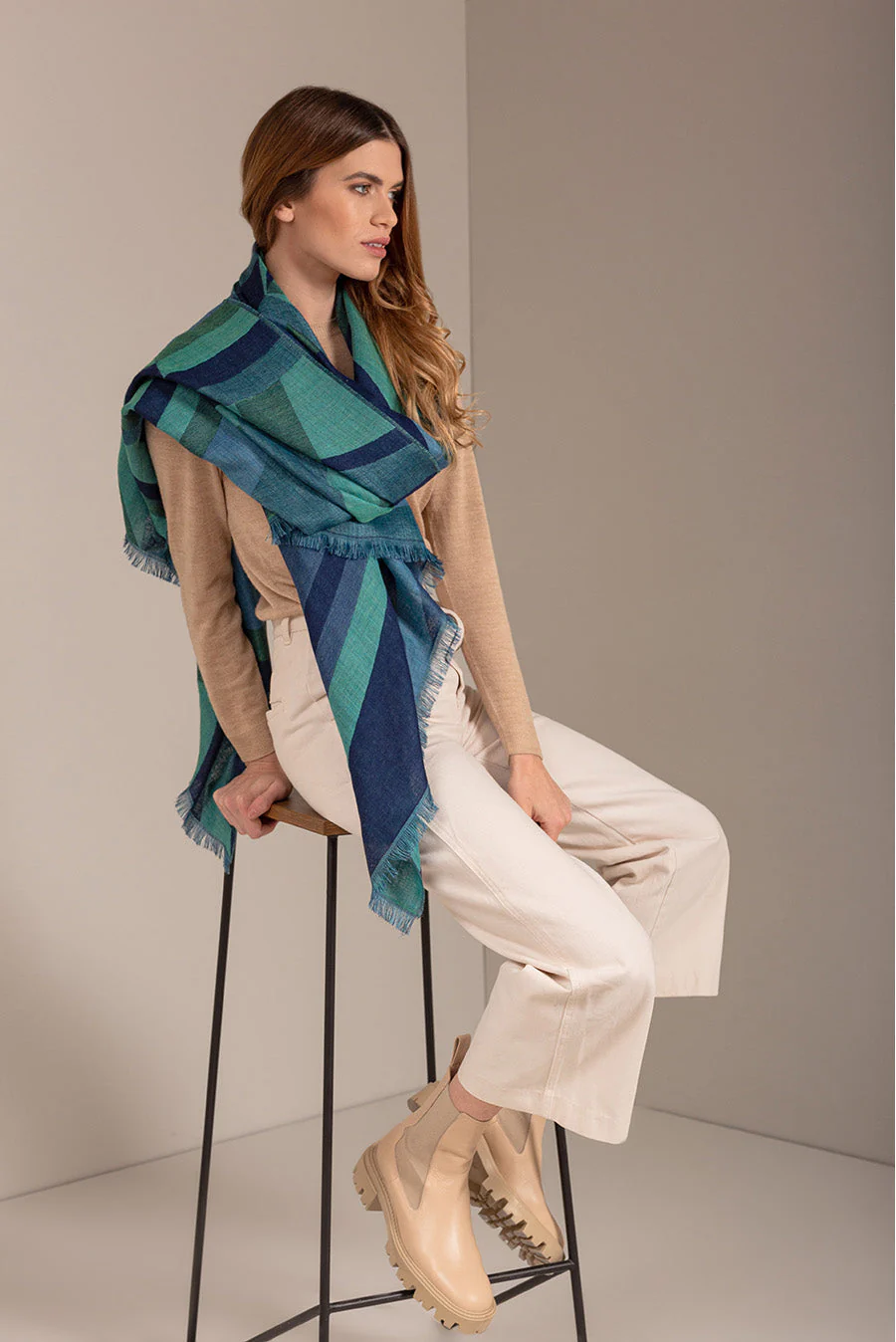 Ursula Shawl Baby Alpaca Color Blue