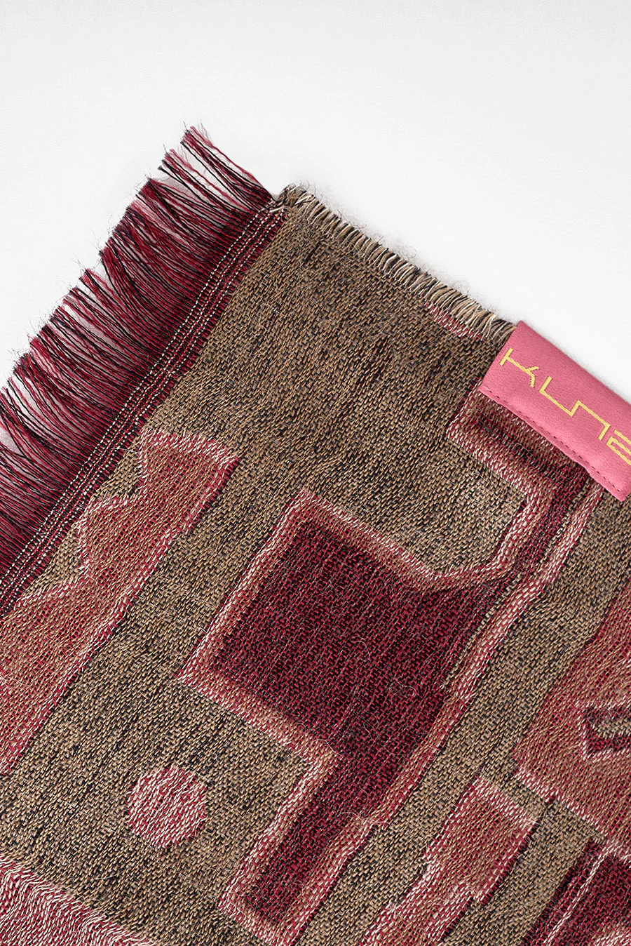 Wes Shawl Baby Alpaca Color Red&Camel - Image 4
