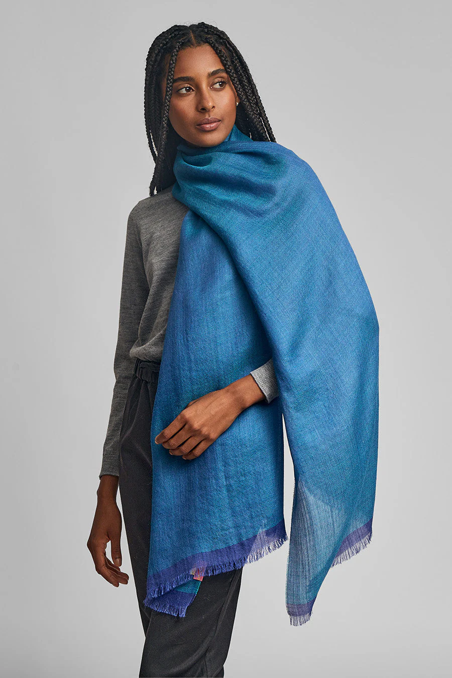 Willapa Shawl Baby Alpaca Color Blue