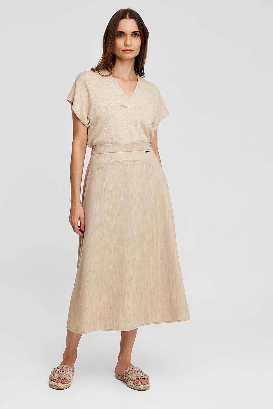 Woven Skirt Lana & Baby Alpaca Color Beige - Image 2
