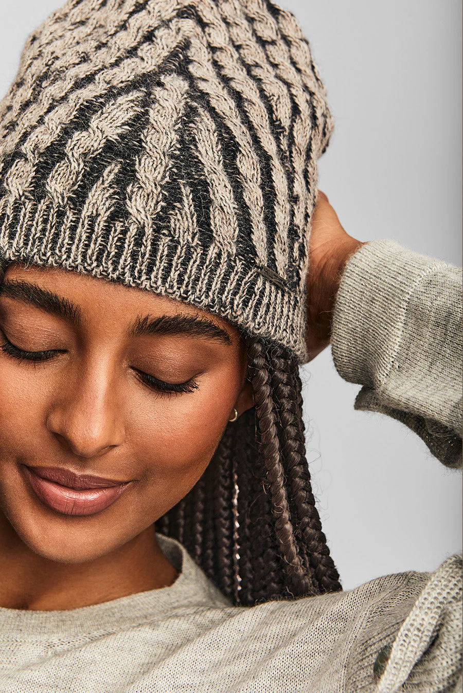 Wonder Hat Baby Alpaca Color Sabbia&Antracite - Image 3