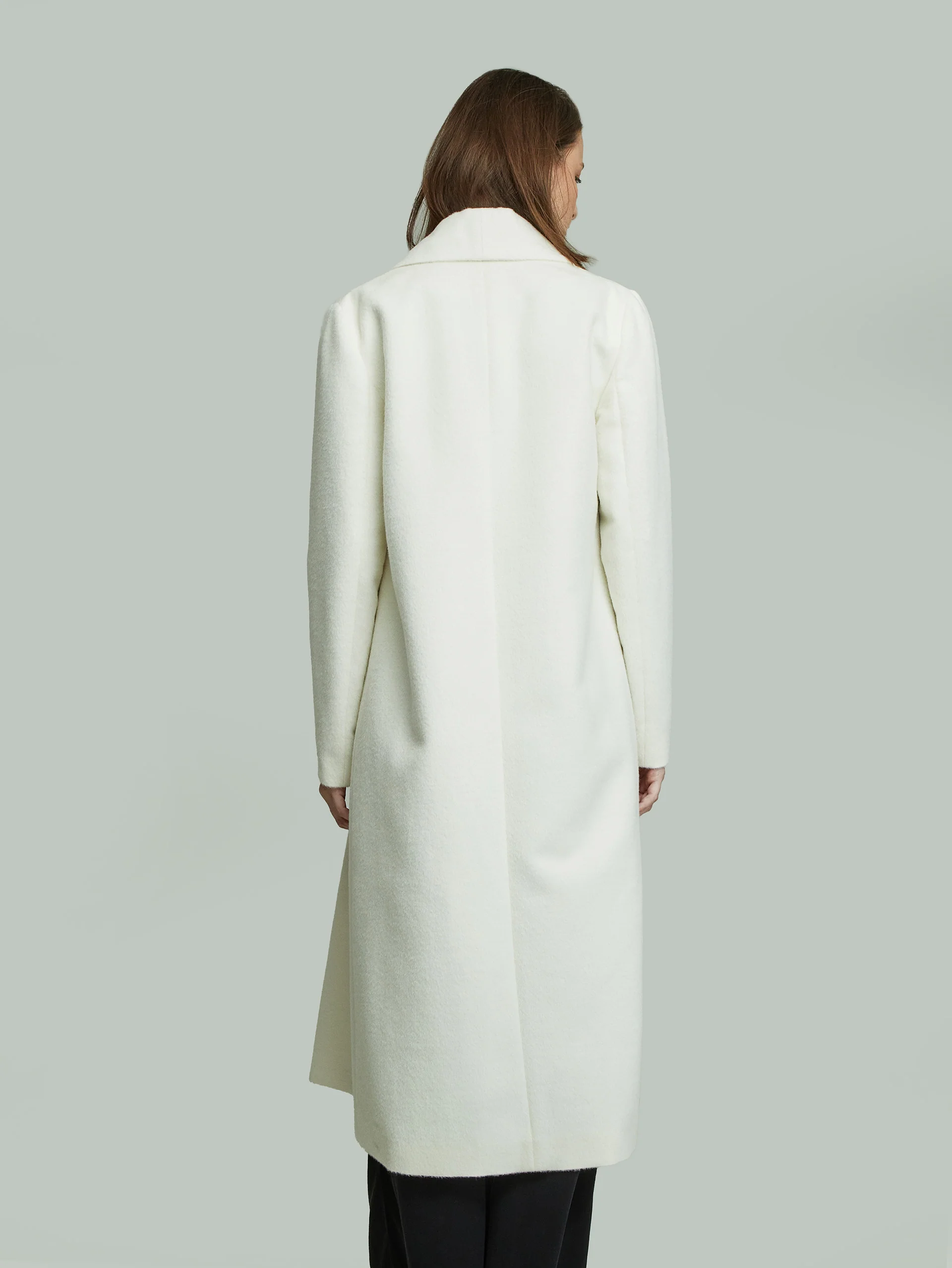 Long Swing Coat Baby Alpaca Color Ecru - Image 3