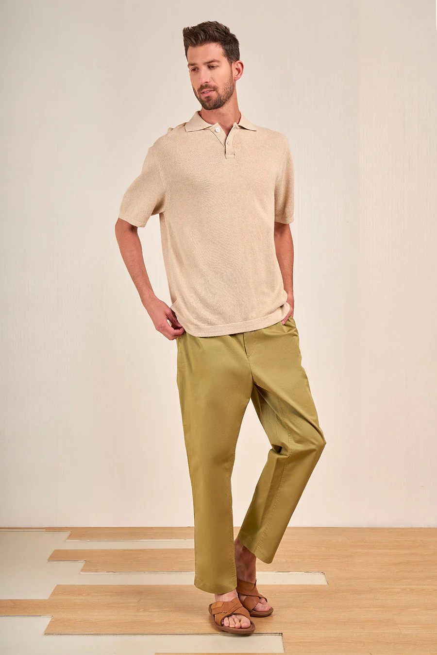 Victor T-Shirt Linen & Cotton Color Desert - Image 3