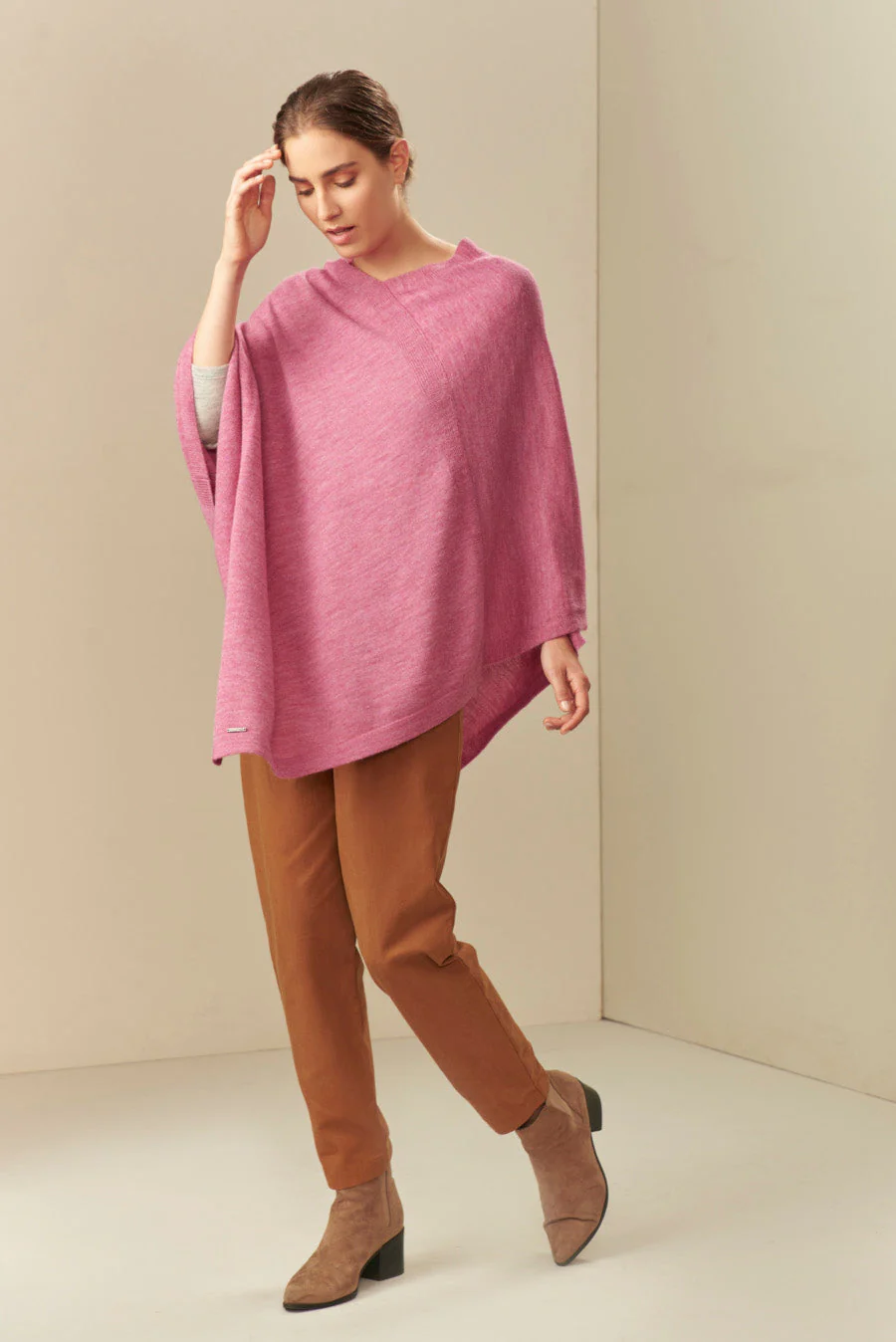 Almendra Poncho Baby Alpaca Color Damask - Image 3