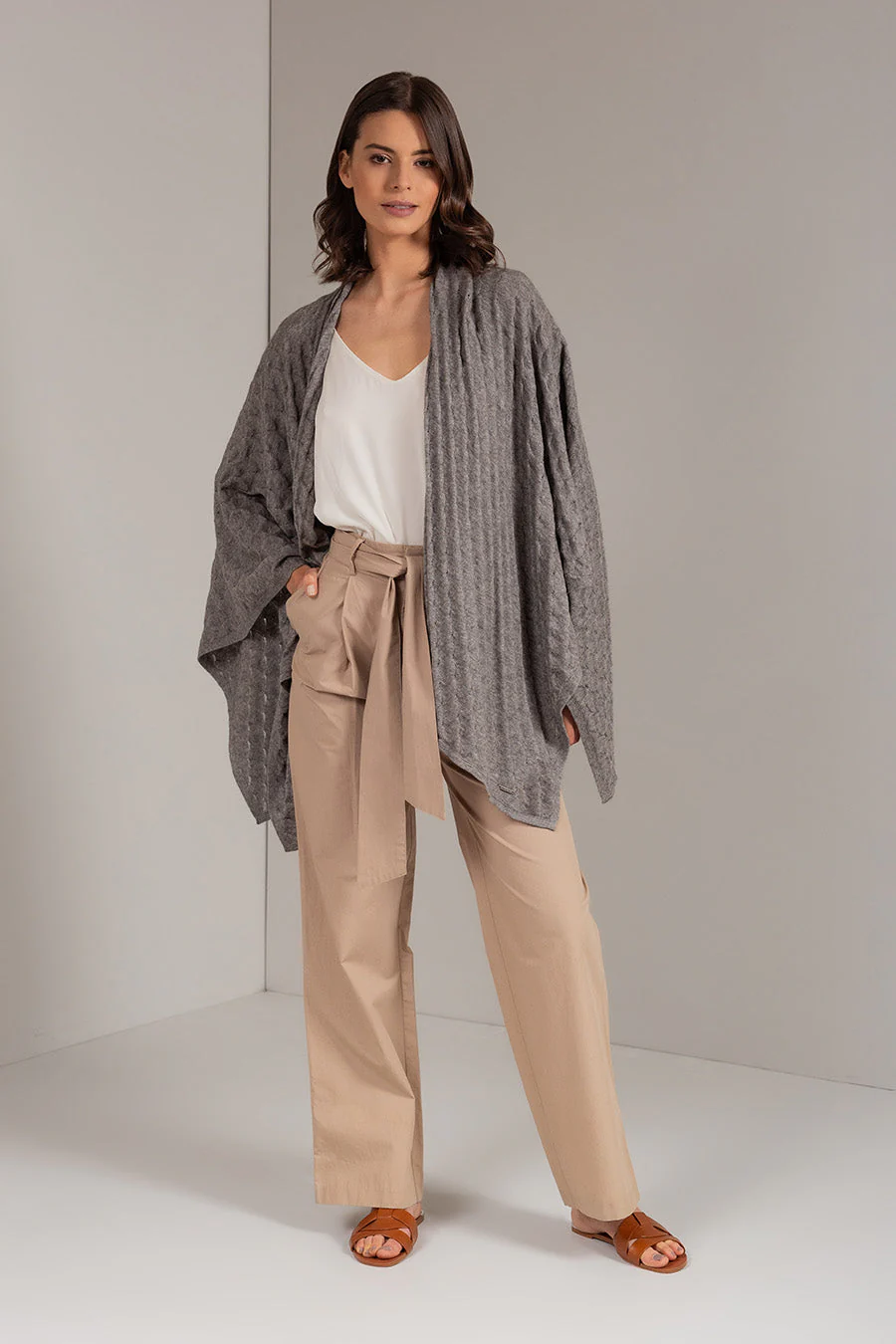 Uascaran Poncho Cotton Orgánico Color Paloma - Image 3