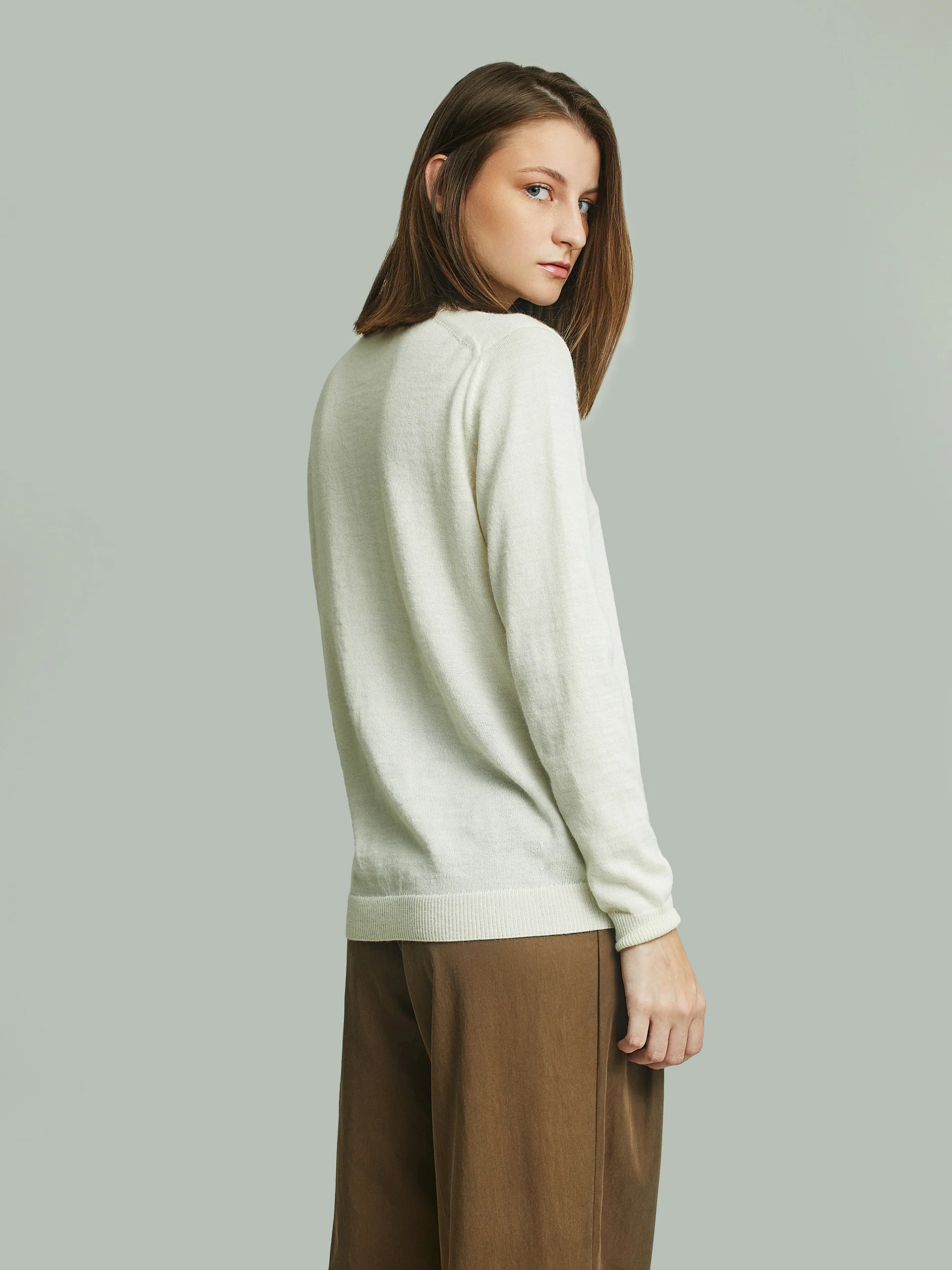 Alicia Sweater Baby Alpaca Color Ecru - Image 3