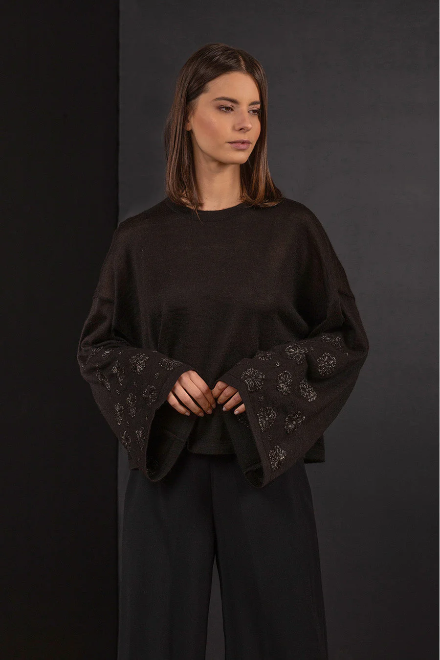 Baku Sweater Baby Alpaca Black Color Black