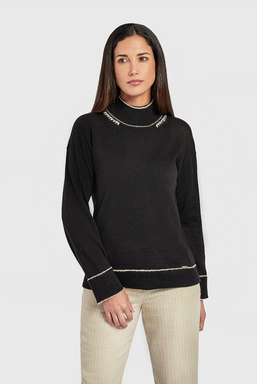Wisdom Sweater Baby Alpaca Color B&W - Image 2