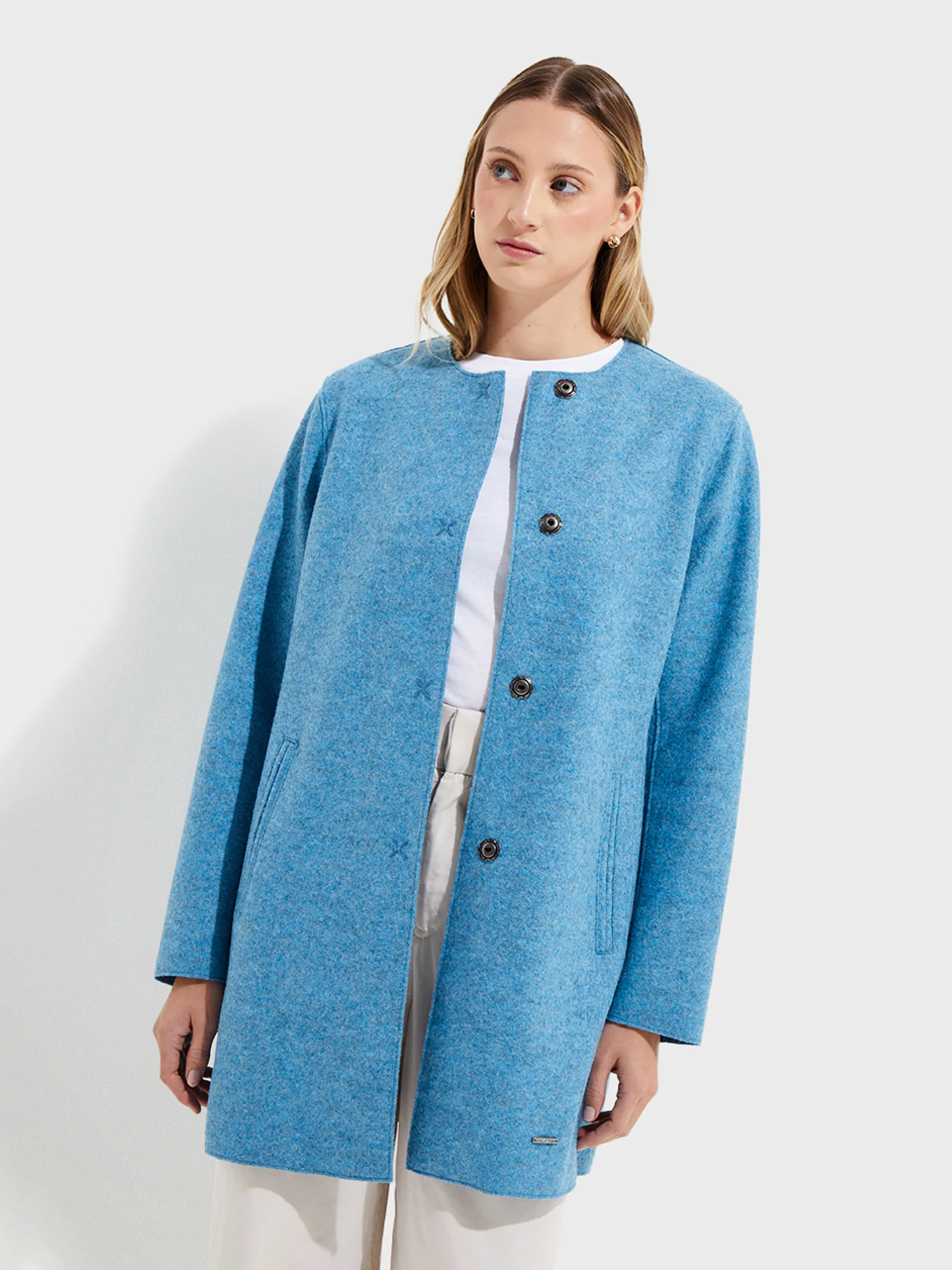 Urdina Coat Alpaca And Wool Color Blue - Image 2