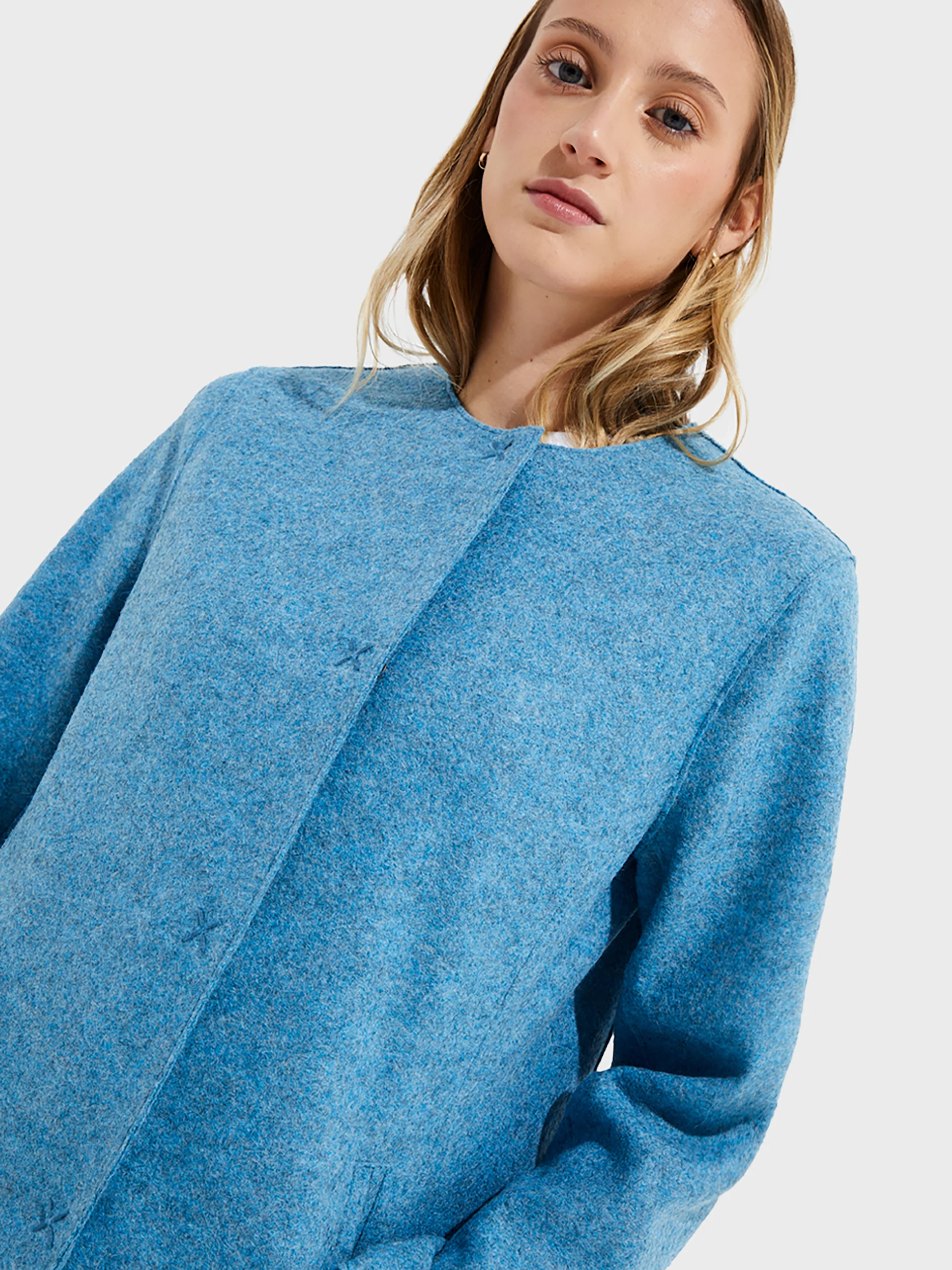 Urdina Coat Alpaca And Wool Color Blue - Image 5