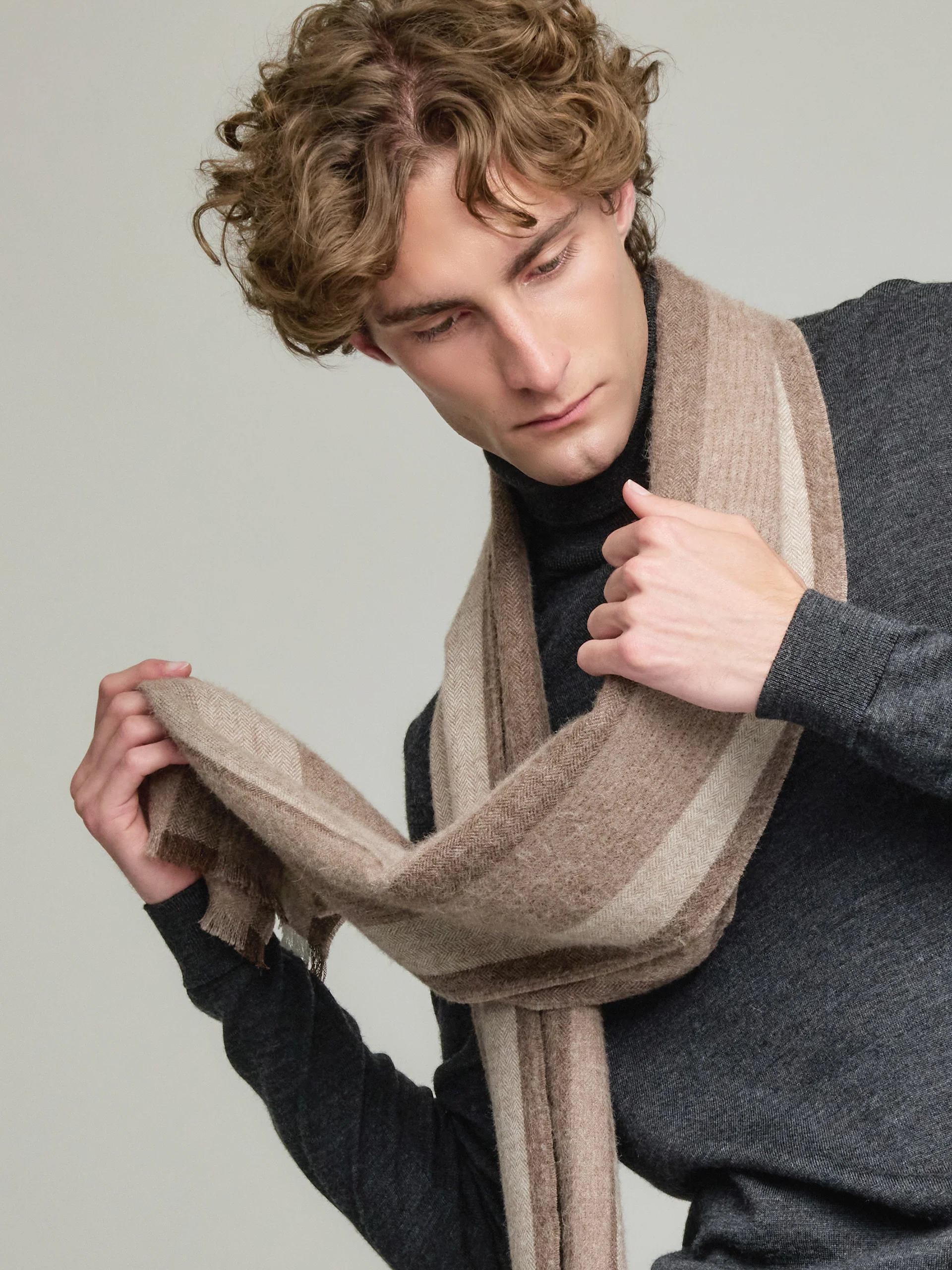 Valter Eco Scarf Baby Alpaca Color Brown - Image 5
