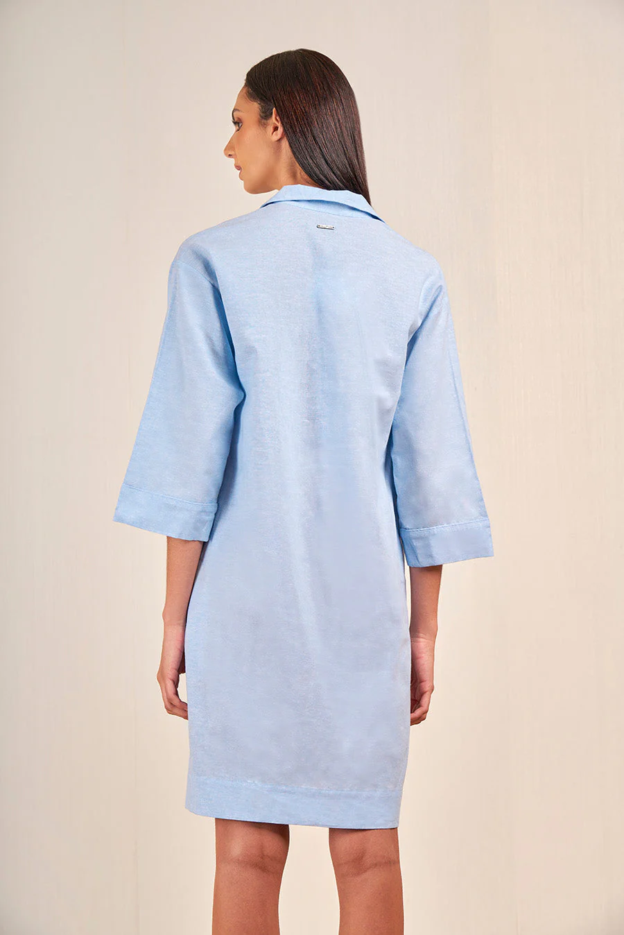 Vietnam Dress Linen & Cotton Color Light Blue - Image 2