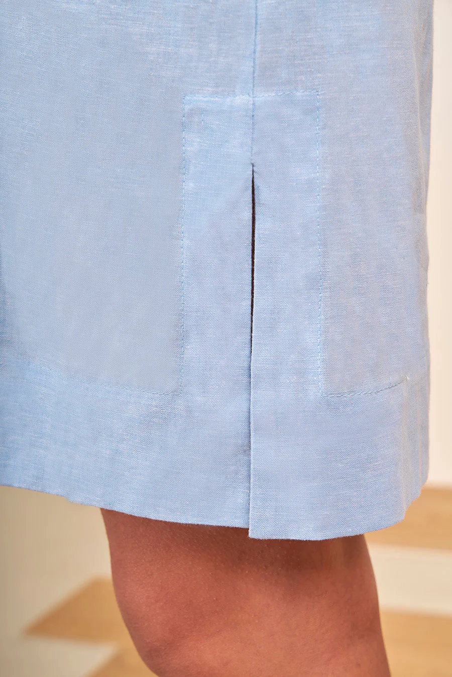 Vietnam Dress Linen & Cotton Color Light Blue - Image 4