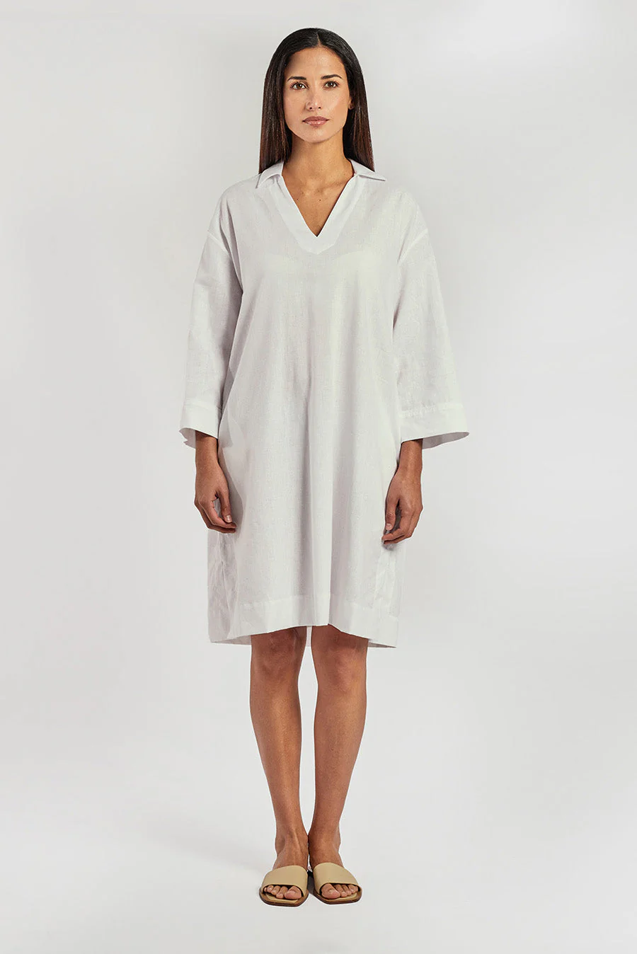 Vietnam Dress Linen Color White - Image 4