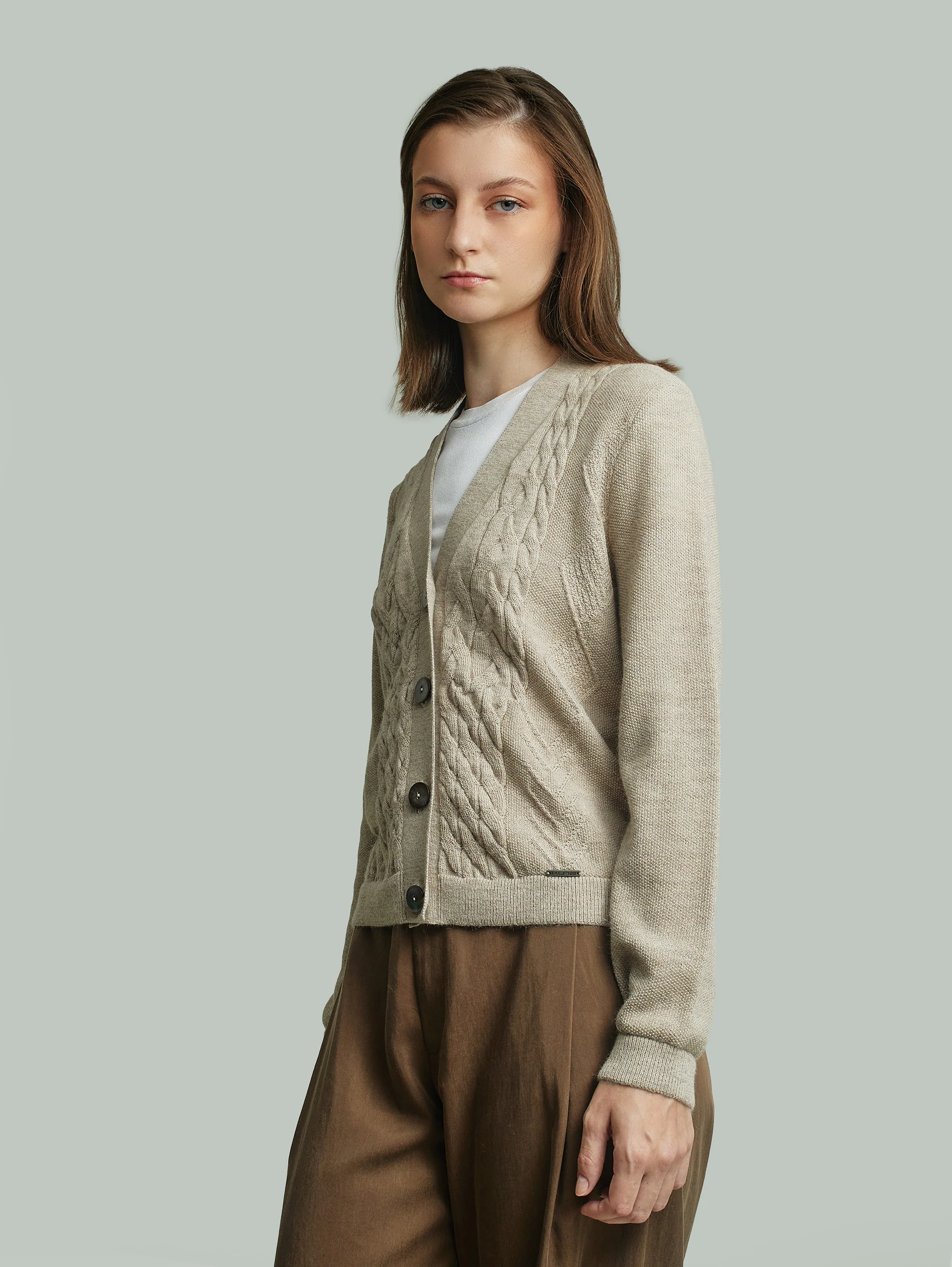 Yanina Cardigan Baby Alpaca Color Beige - Image 2
