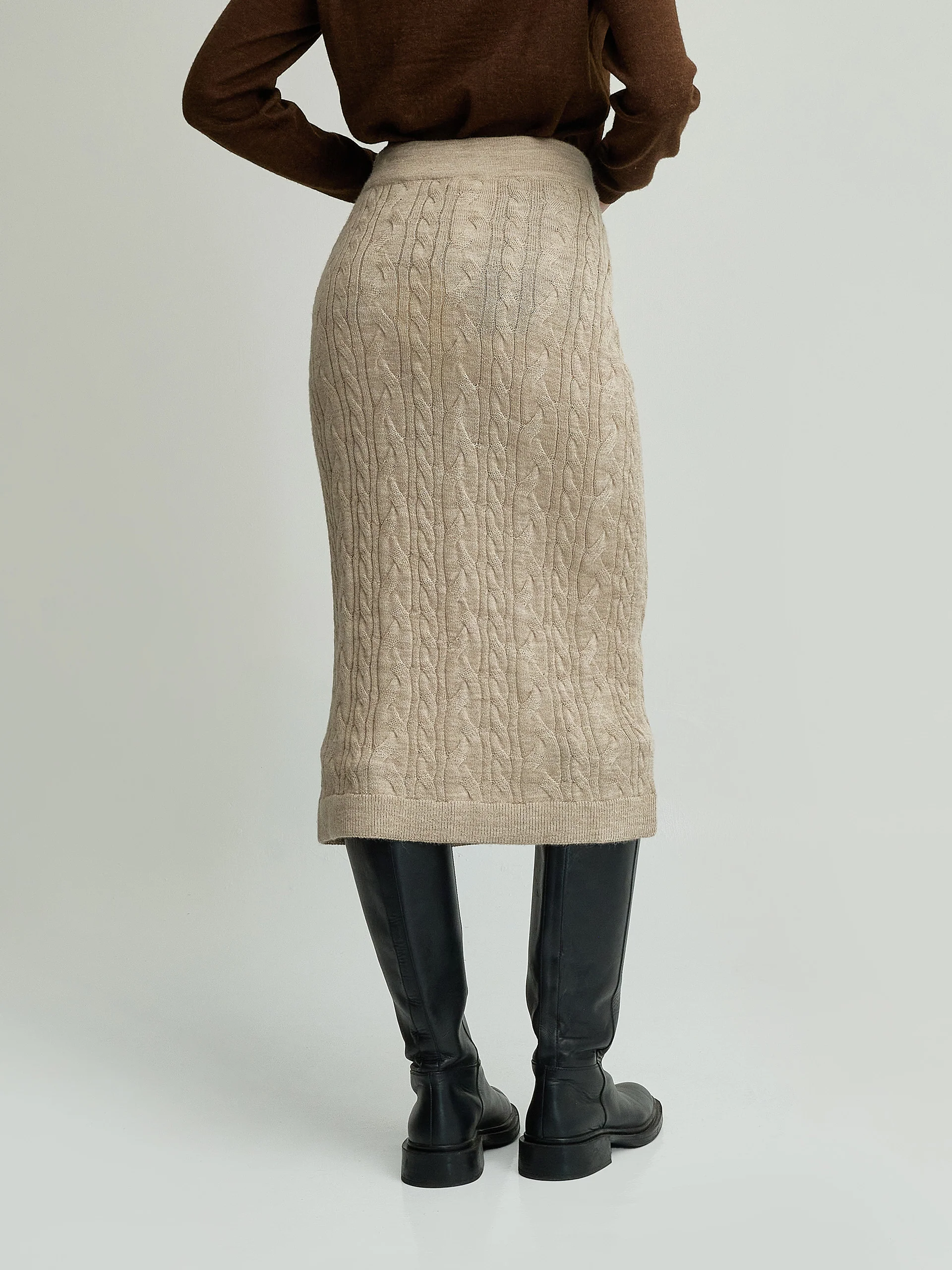 Yanina Skirt Baby Alpaca Color Beige - Image 3