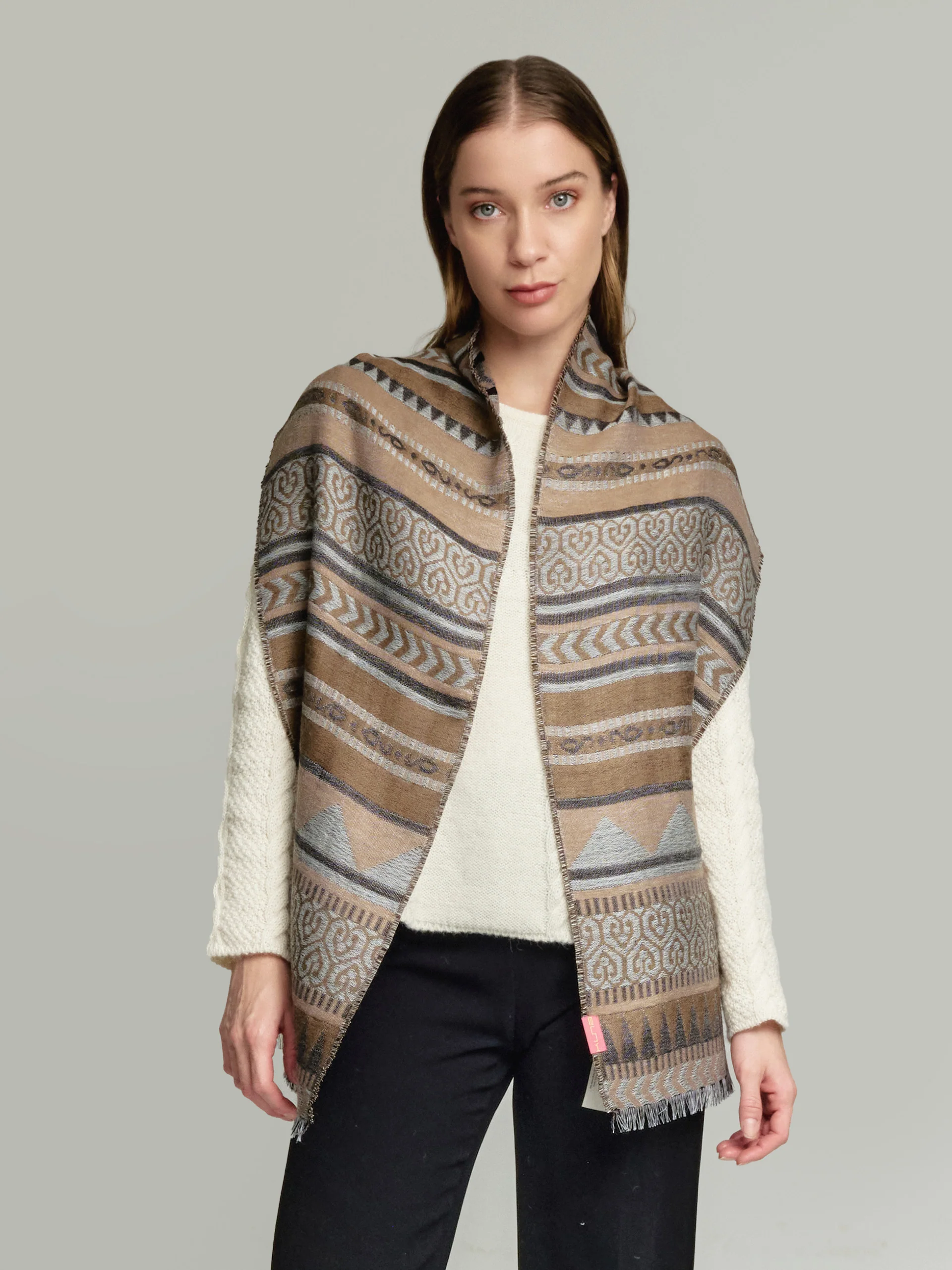 Yaranga Scarf Baby Alpaca Color Brown/Grey