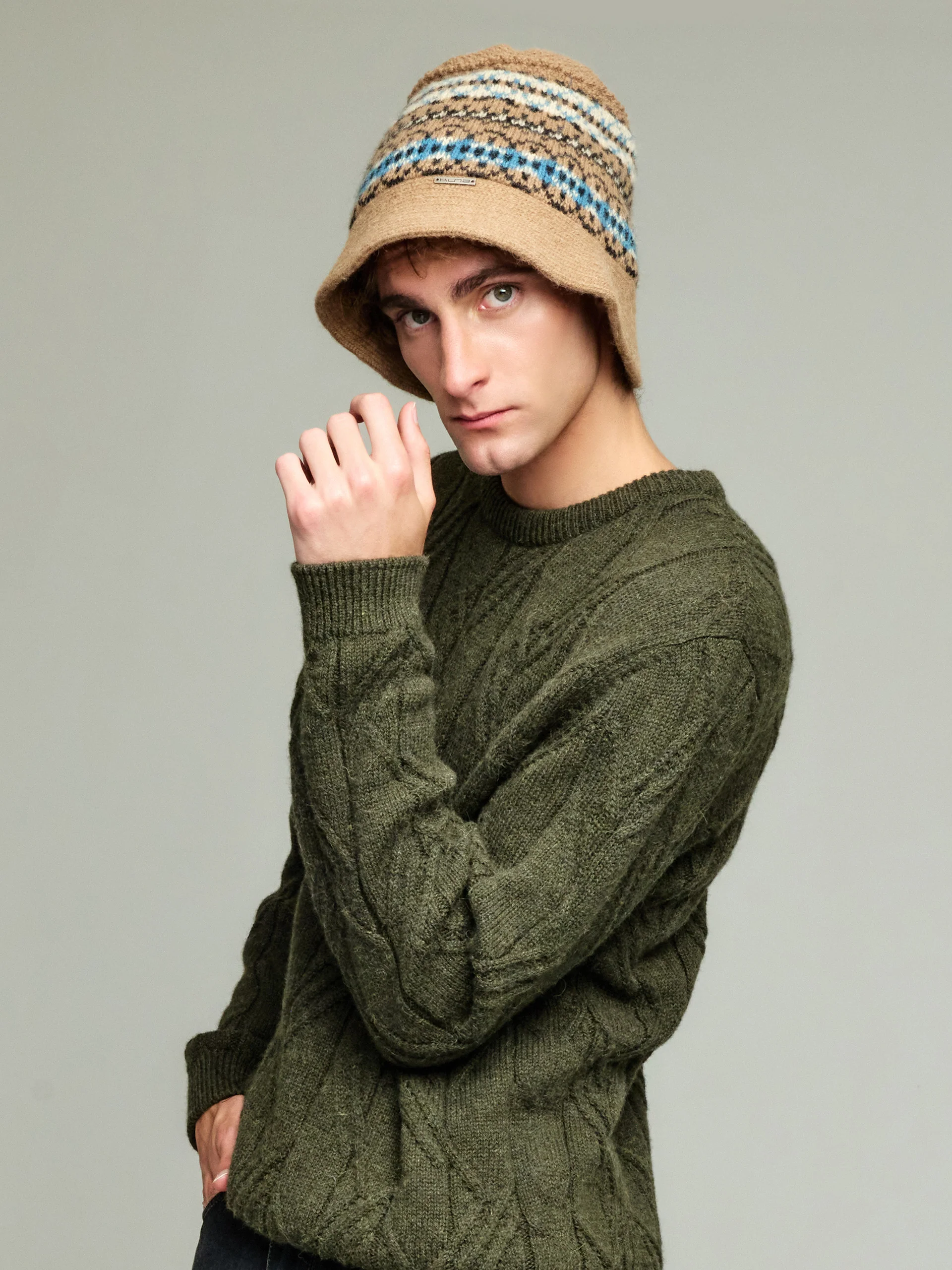 Yoke Bucket Hat Baby Alpaca Color Camel - Image 4