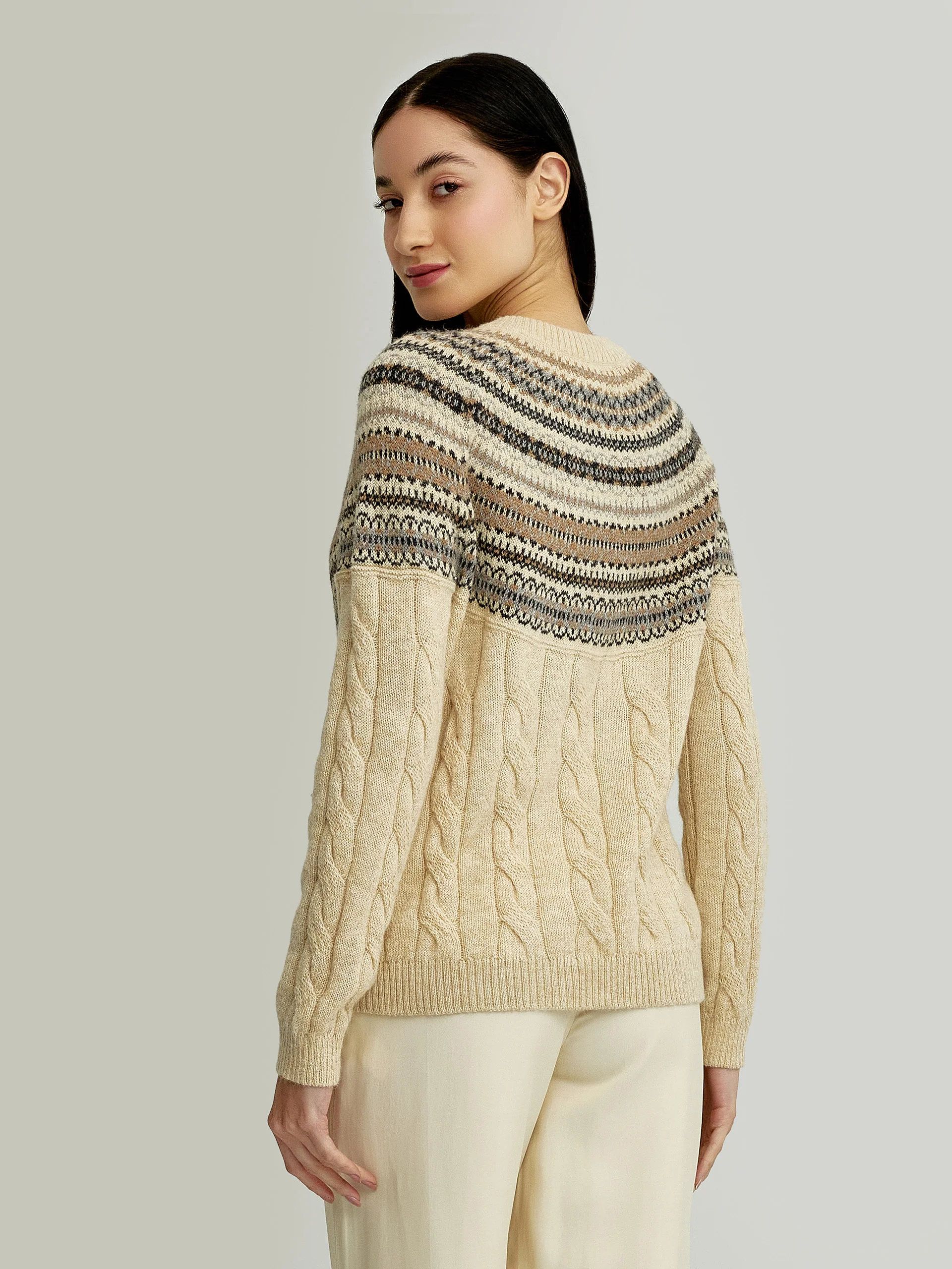 Yoke Cardigan Baby Alpaca Color Beige - Image 3