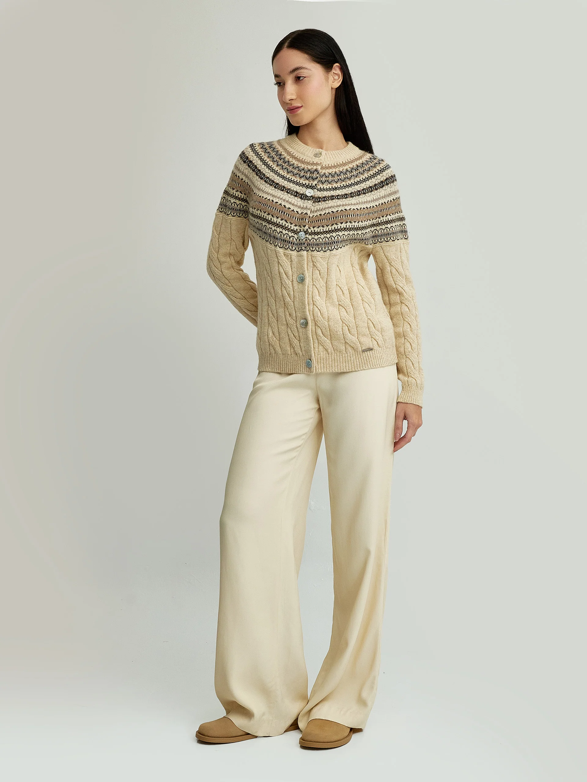 Yoke Cardigan Baby Alpaca Color Beige - Image 4