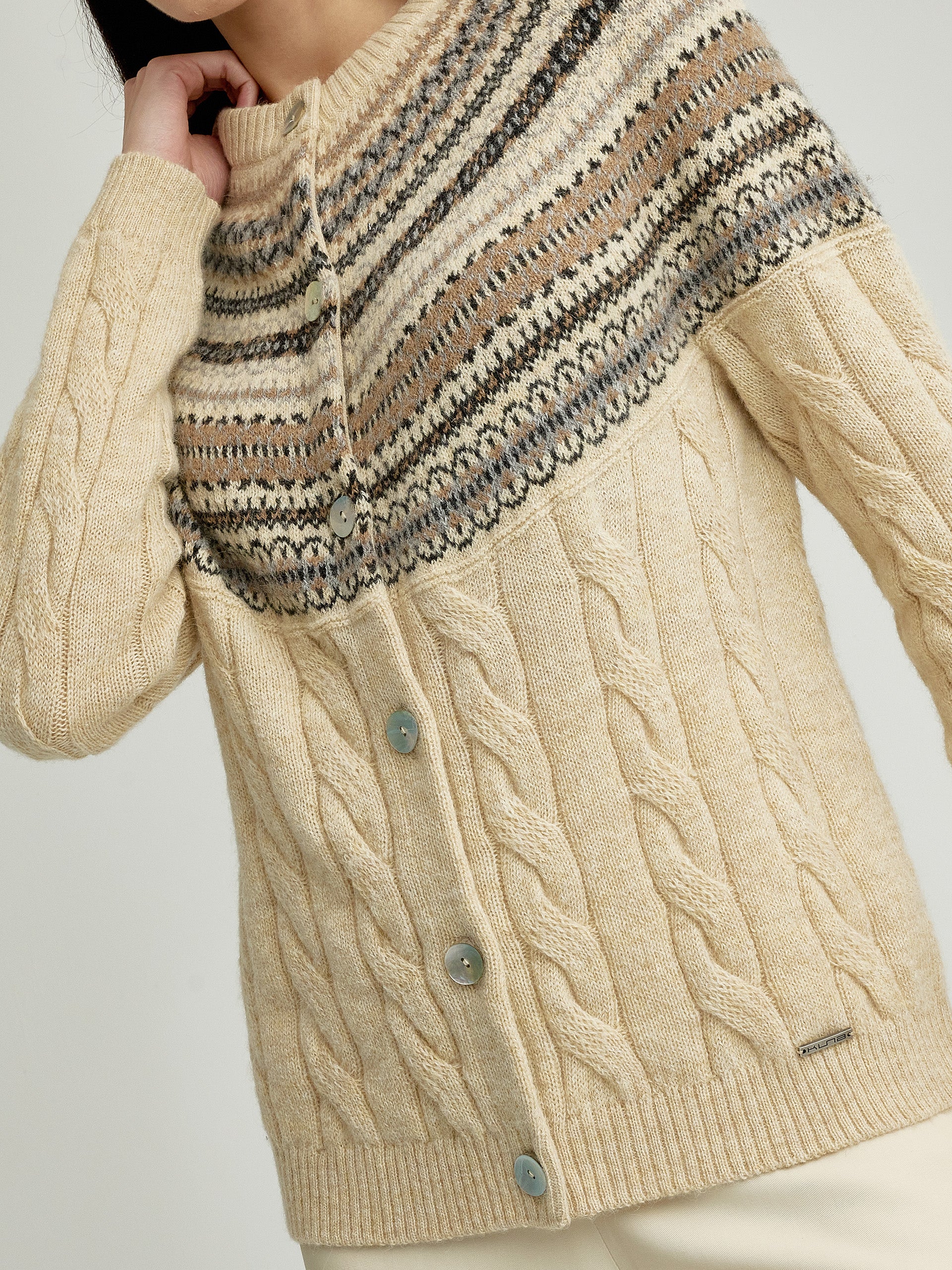 Yoke Cardigan Baby Alpaca Color Beige - Image 5