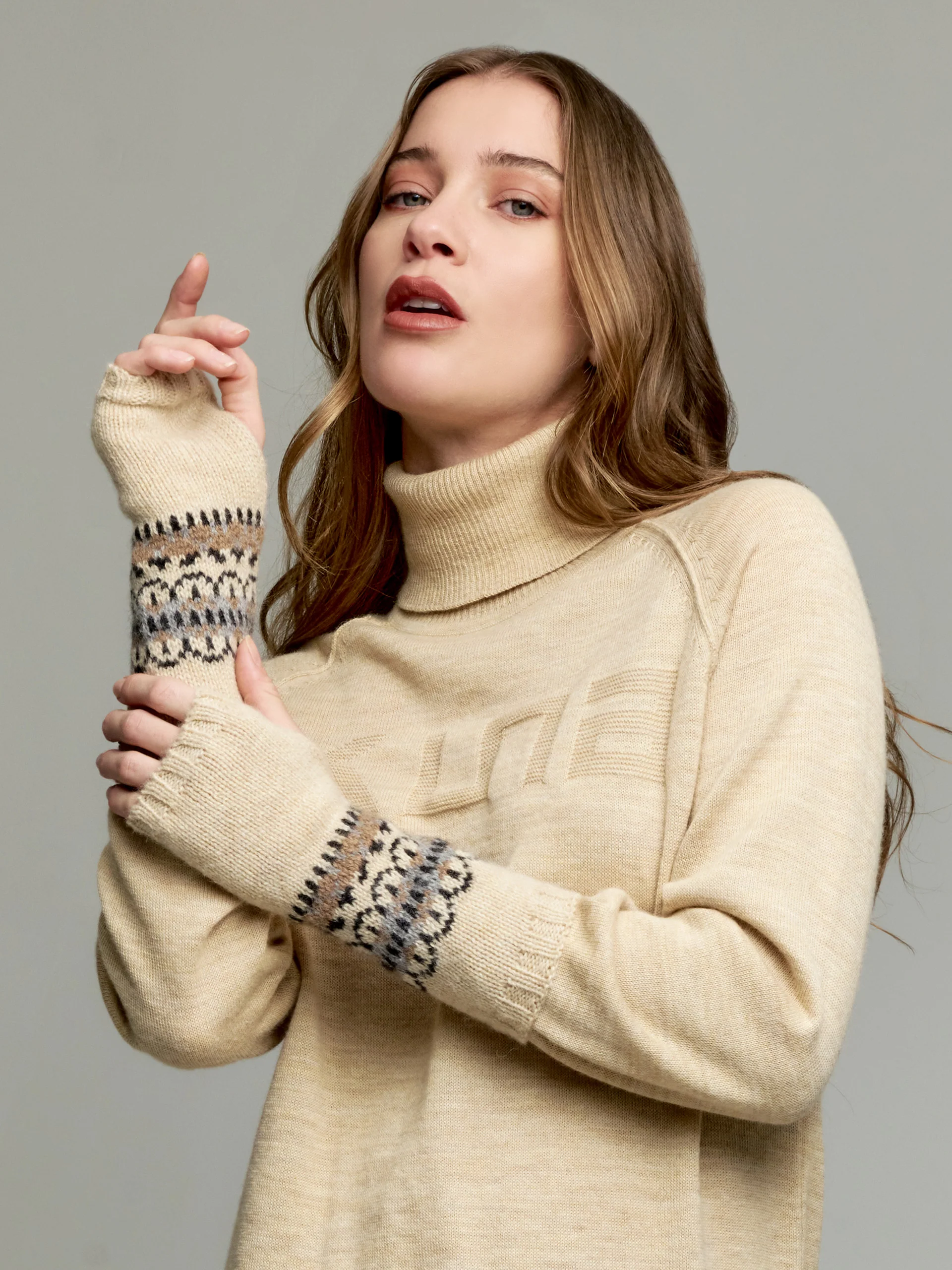 Yoke Gloves Gloves Baby Alpaca Color Beige