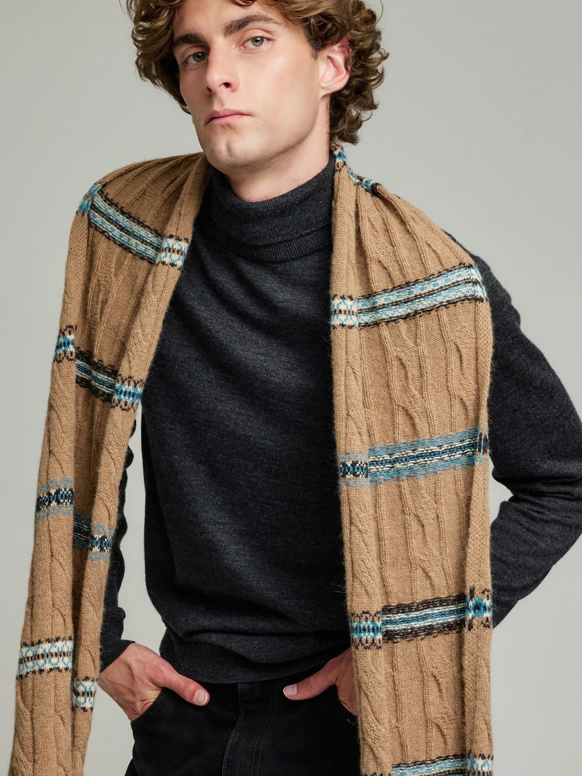 Yoke Scarf Scarf Baby Alpaca Color Camel - Image 5