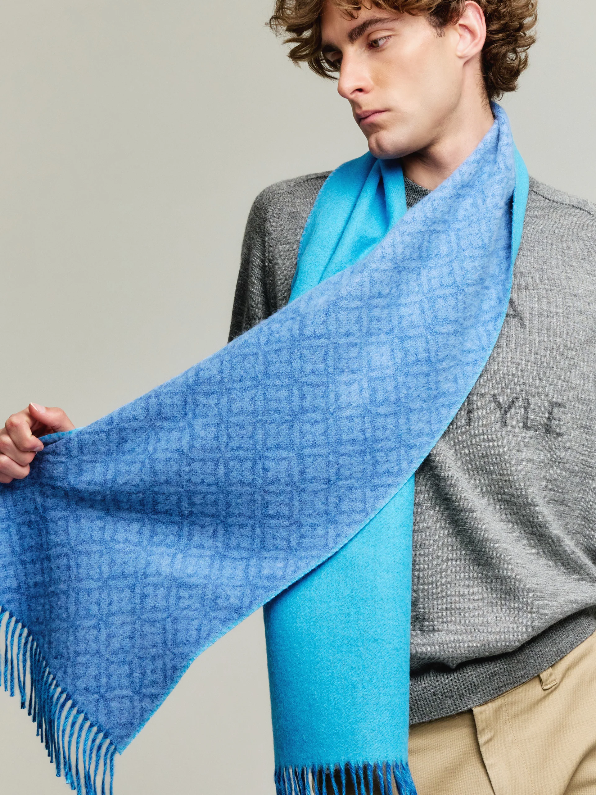 Yokey Scarf Baby Alpaca Color Blue - Image 5