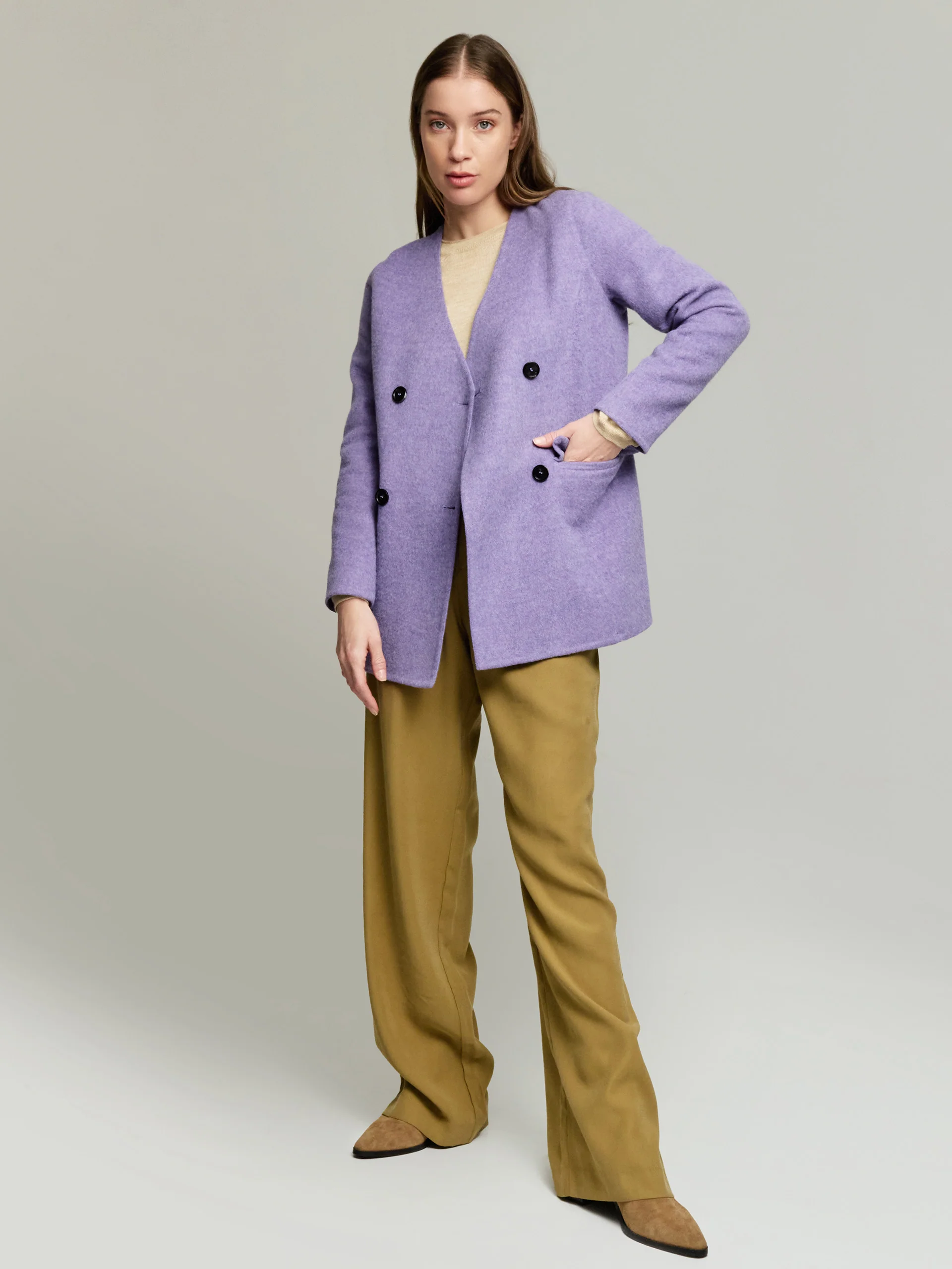 Yvette Coat Wool & Baby Alpaca Color Purple - Image 4