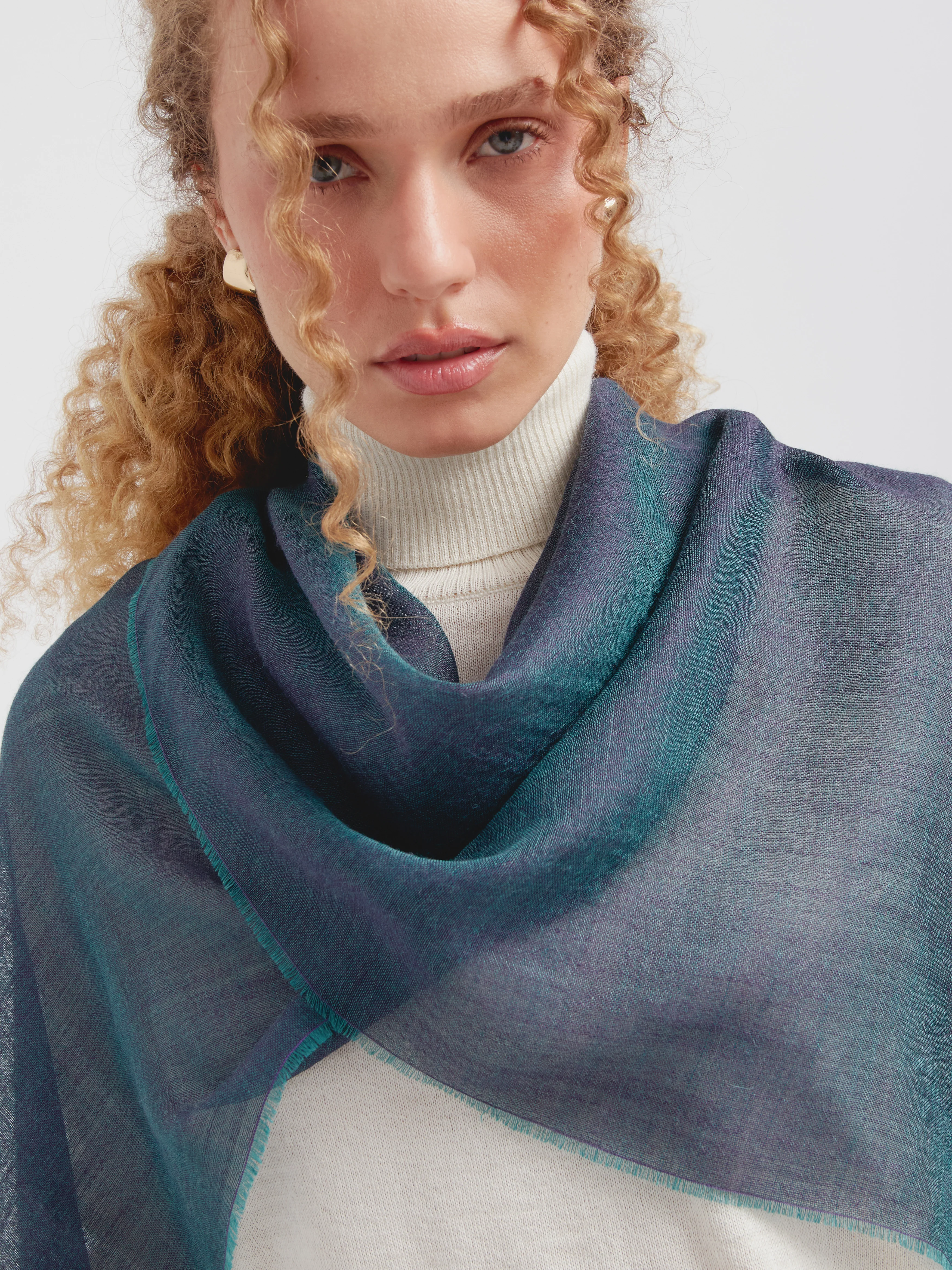 Zaina Shawl Baby Alpaca Color Blue - Image 3