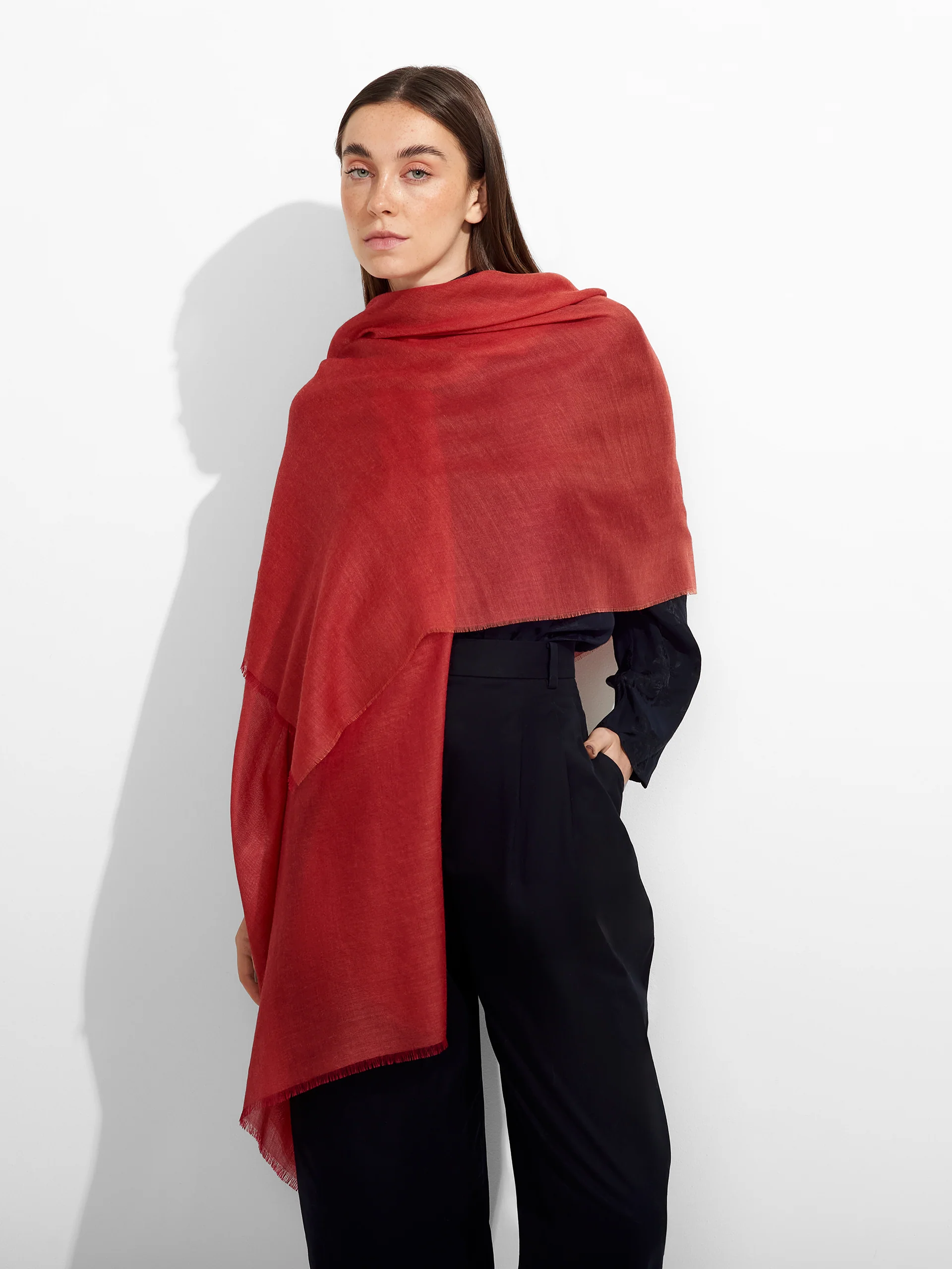 Zaina Shawl Baby Alpaca Color Red