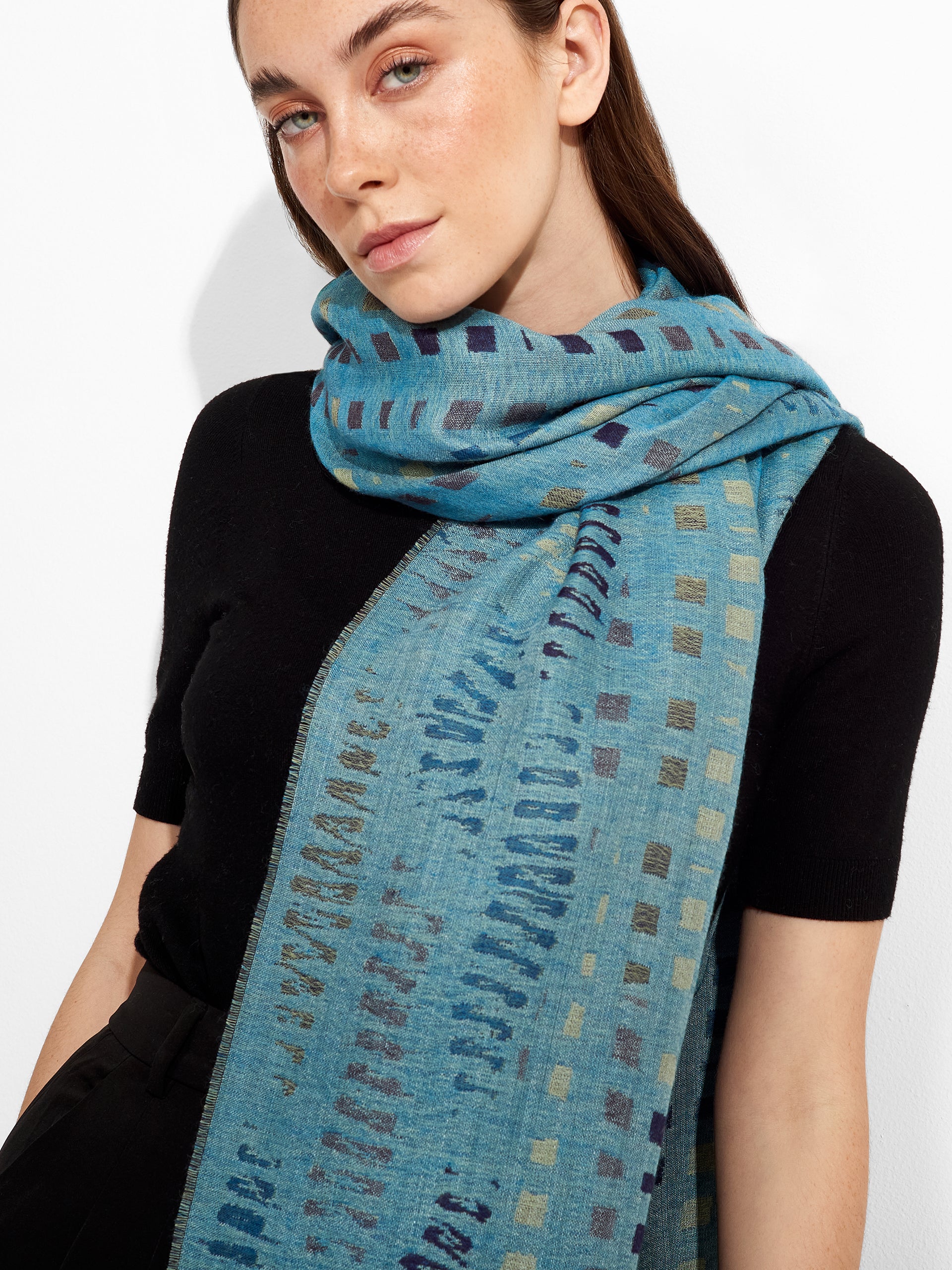 Zane Shawl Baby Alpaca Color Blue - Image 3